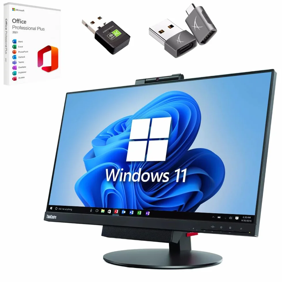 Lenovo All In One ThinkCentre TIO24 Gen3 24″ Full HD | Intel Core i5-8500T | Display Port USB 3 | 16 GB | 512 GB | 24 Zoll FullHD Webcam Windows 11 Pro (Generalüberholt)