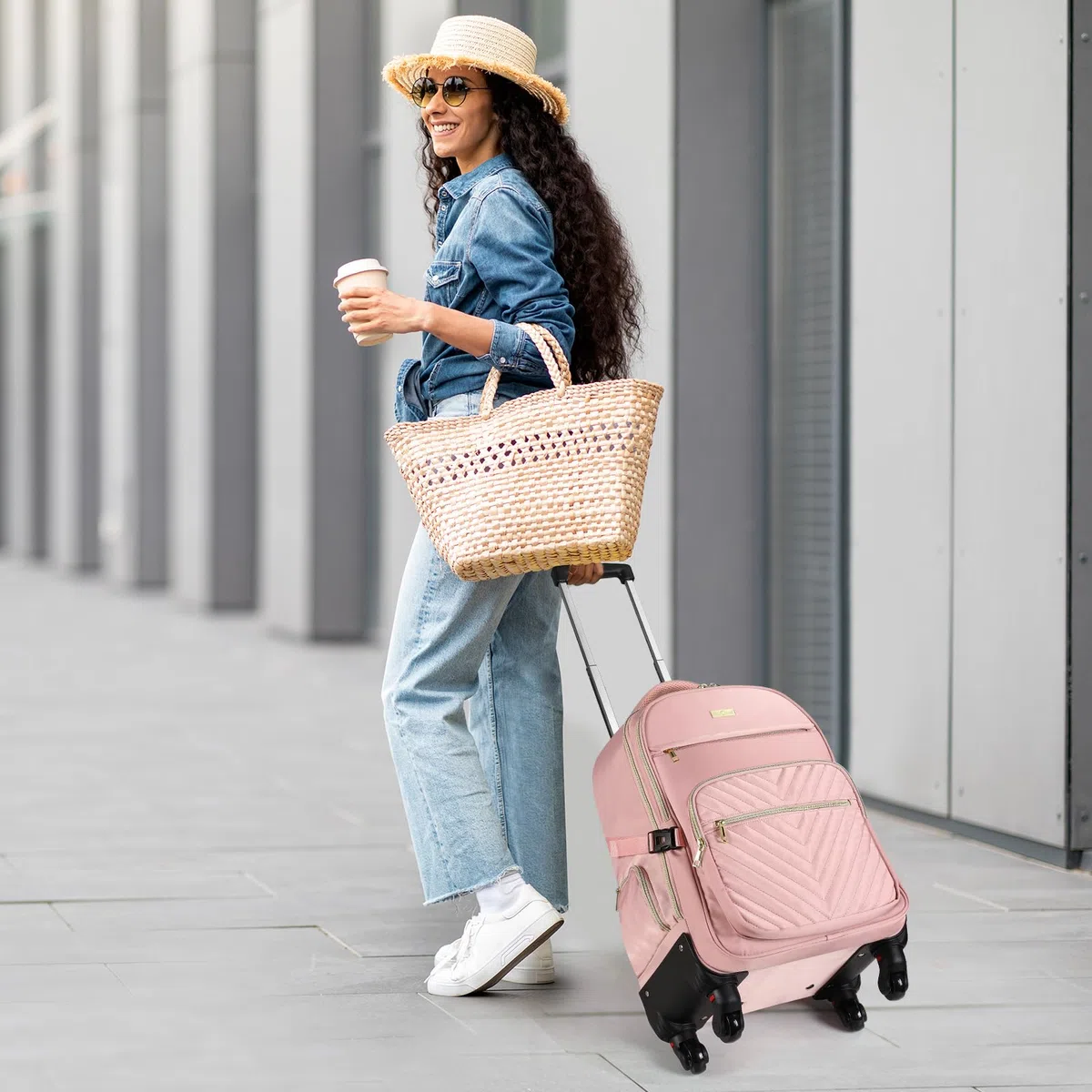 star cloud Rollrucksack für Damen, 53,3 x 35,6 x 22,9 cm, 45 l, Reiserucksack mit Rollen, Pink, 21*14*9inch, Reiserucksäcke