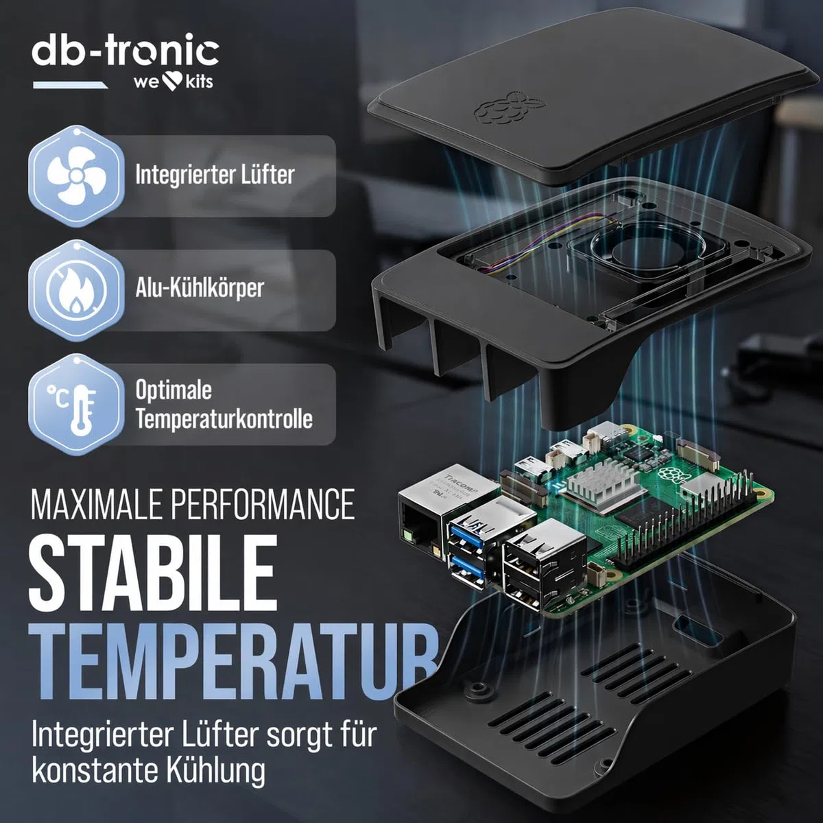 Raspberry Pi 5 8GB Starter Set 64GB Black Edition 27W Netzteil Gehäuse mit Lüfter 4K Micro HDMI Kabel