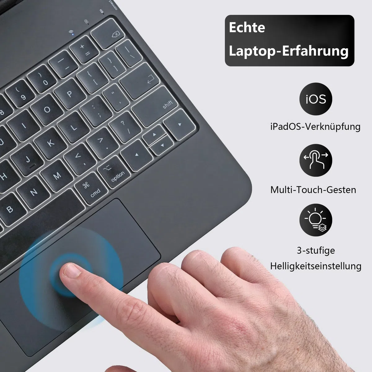 Magic Keyboard für Air 11 Zoll (M2 2024/M3 2025/M4 2026)&iPad Pro 11“ (1/2/3/4th) und 10.9“ Air 5/4th Gen Hülle mit Tastatur, Bluetooth, USB-C Ladefunktion, integriertes Trackpad, QWERTZ-Deutschlayout