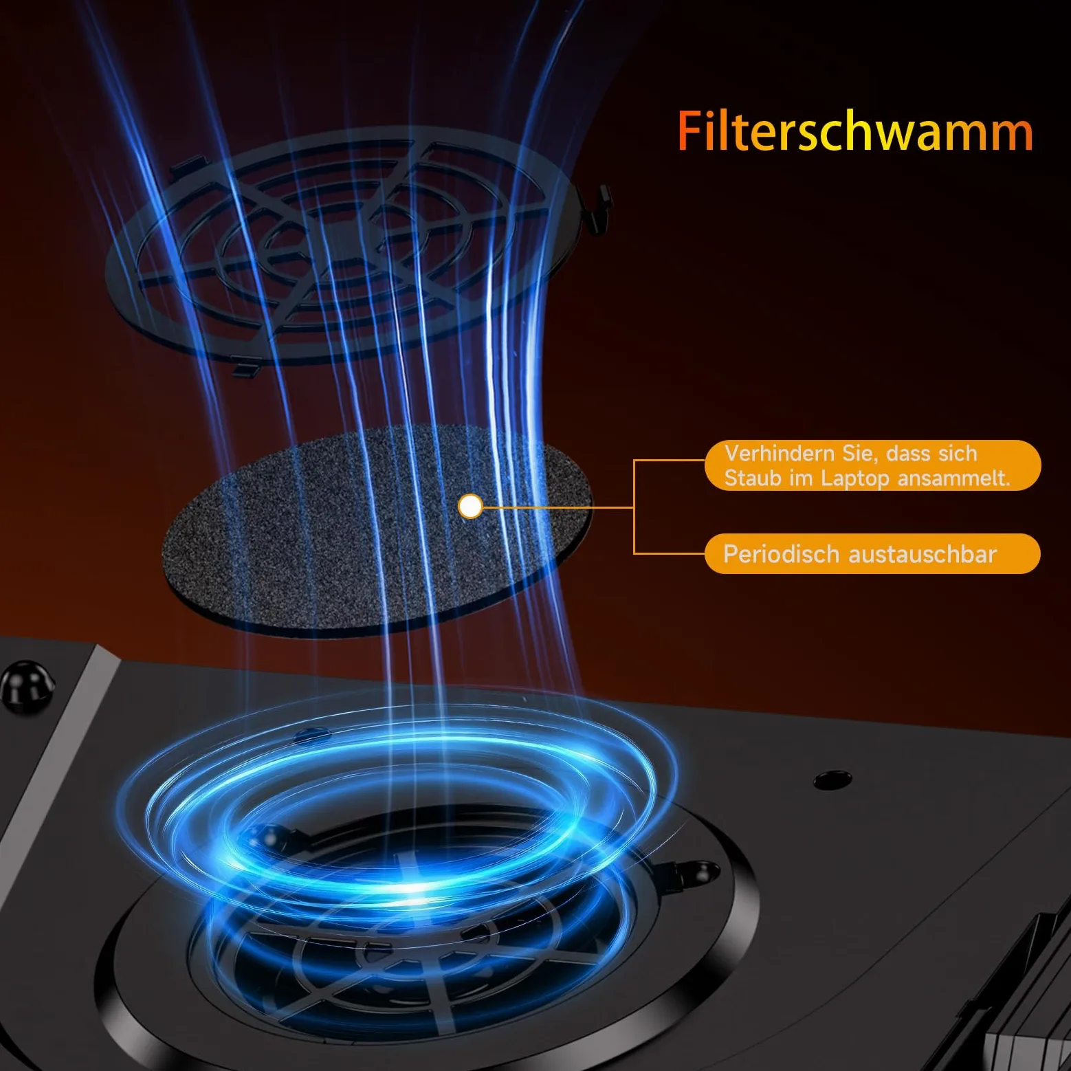 IETS GT300 Verbessertes Laptop-Kühlpad mit verstellbarem Ständer, Turbo-Kühler für schnelle Kühlung, 10-17 Zoll Gaming-Laptop, Flexibler Dichtungsring, mit Verstellbarer Luftfilterklemme (GT300F1)