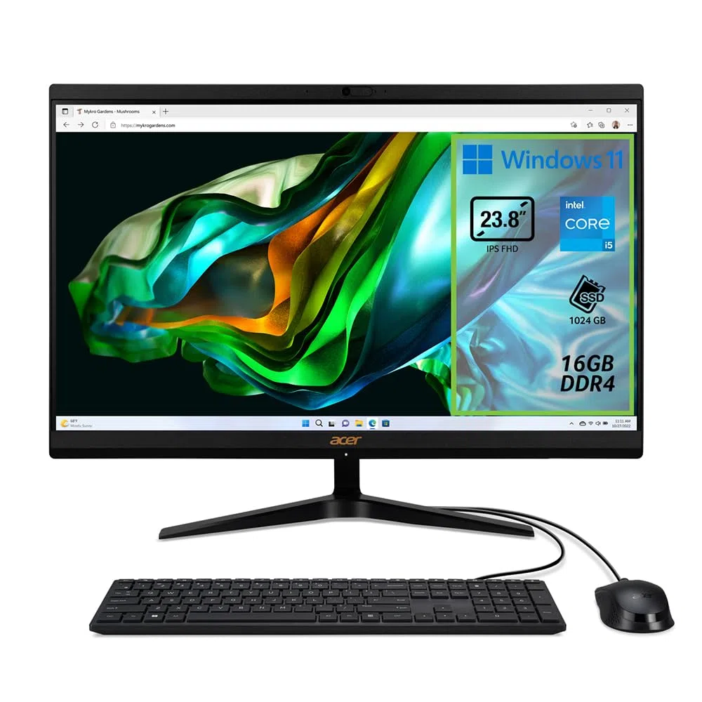 Acer Aspire C24 – 1800 Desktop-PC, Prozessor Intel Core i5 – 12450H, RAM 16 GB DDR4, 1024 GB SSD, Display 23,8 Zoll IPS FHD LED LCD, Intel UHD, WLAN, Webcam, Windows 11 Home