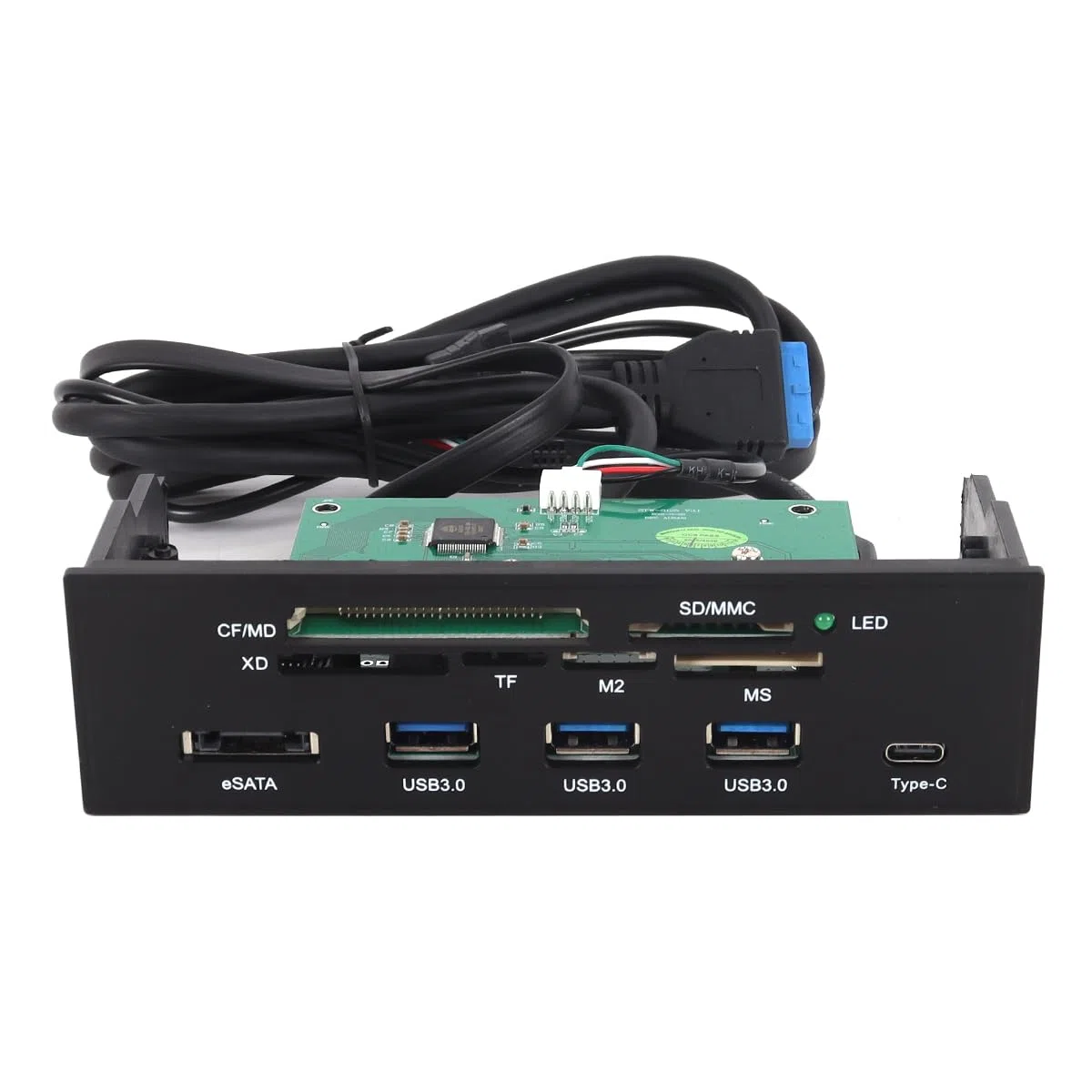 Interner Kartenleser an der Vorderseite, 5,25-Zoll-Multifunktions-Kartenleser-Dashboard, unterstützt USB 3.0, USB 3.1, eSATA M.2 + SD, MS, XD, CF, TF
