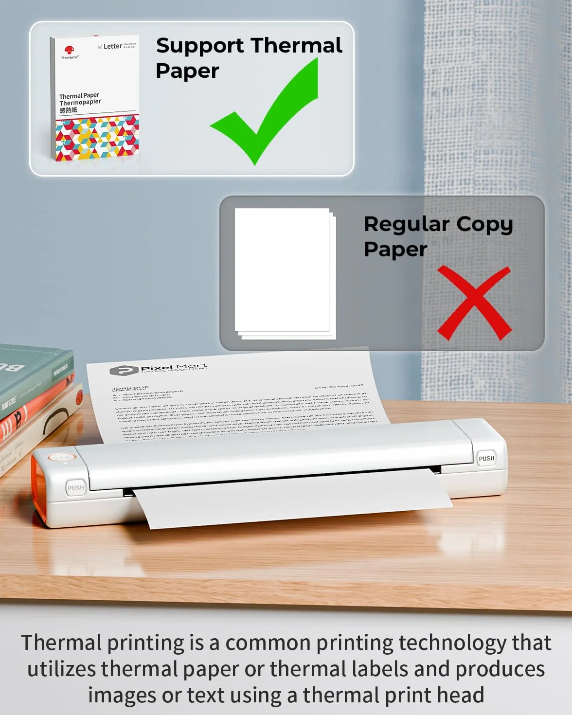 Phomemo M08F Mobiler Drucker, Thermodrucker Reisedrucker Unterstützt A4 Thermopapier, Mobiler Drucker A4 für Unterwegs Kompatibel mit Smartphone & PC