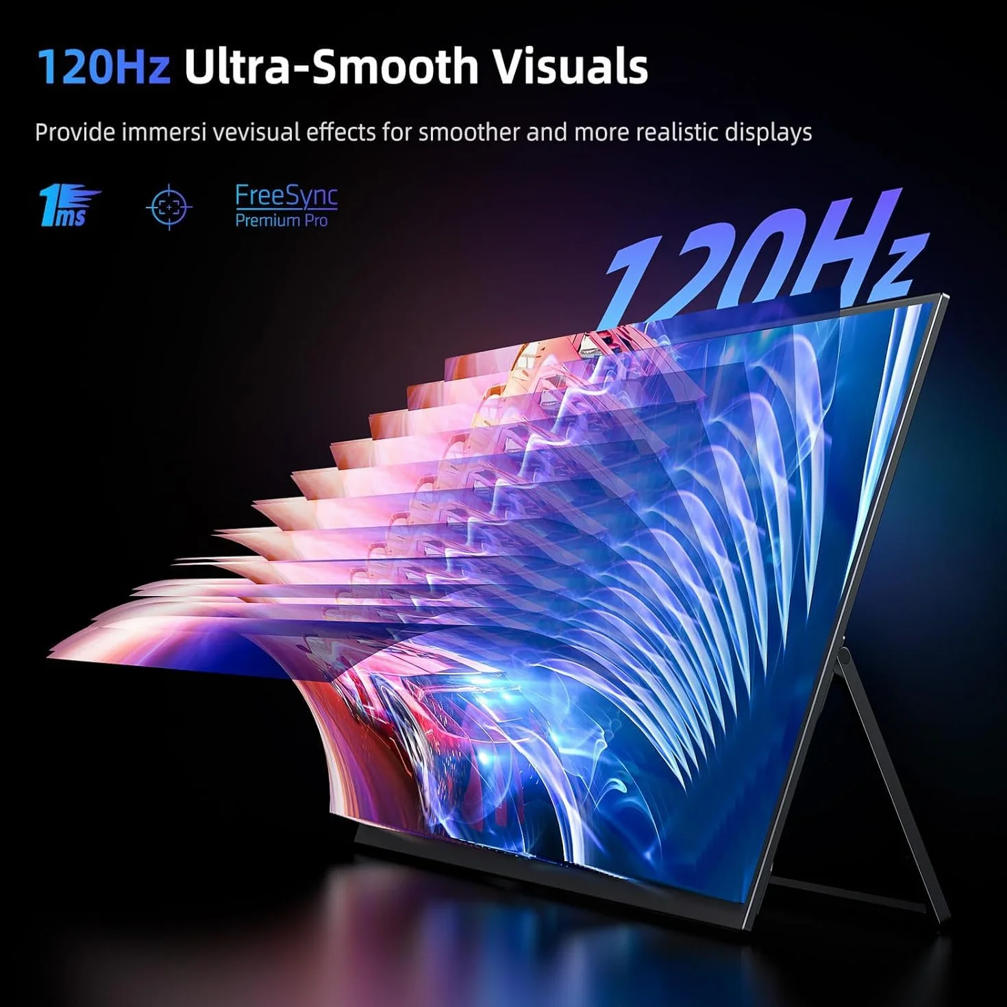 EVICIV Portable Monitor 18,5 Zoll 120Hz FHD 1080P 125% sRGB 2000:1 IPS Gaming Display USB C Mini HDMI VESA Ständer 180°