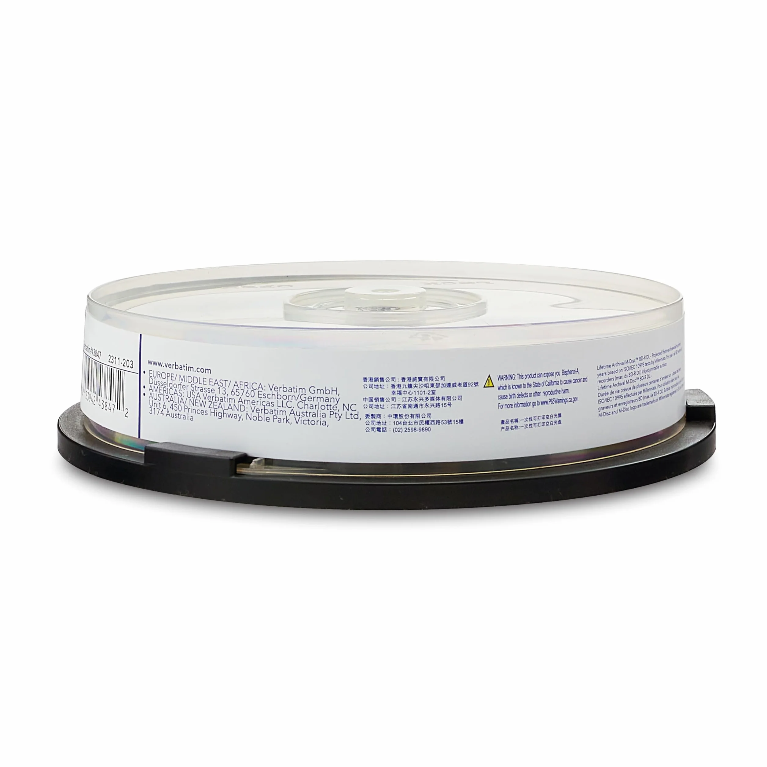 Verbatim 1x10 M-Disc BD-R BluRay 50GB 6X Speed Cakebox Printable