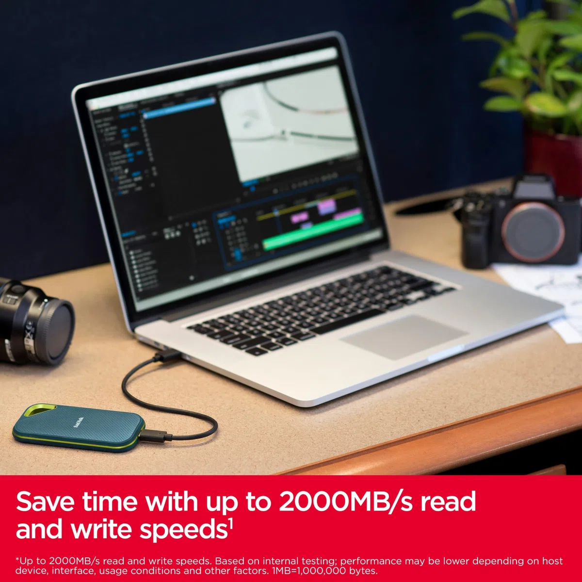 SANDISK Extreme PRO Portable SSD 2TB (up to 2000MB/s Read/Write speeds, 256 bit AES Hardware encryption, up to Three-Meter Drop Protection, IP65 Water and dust Resistance) Monterey