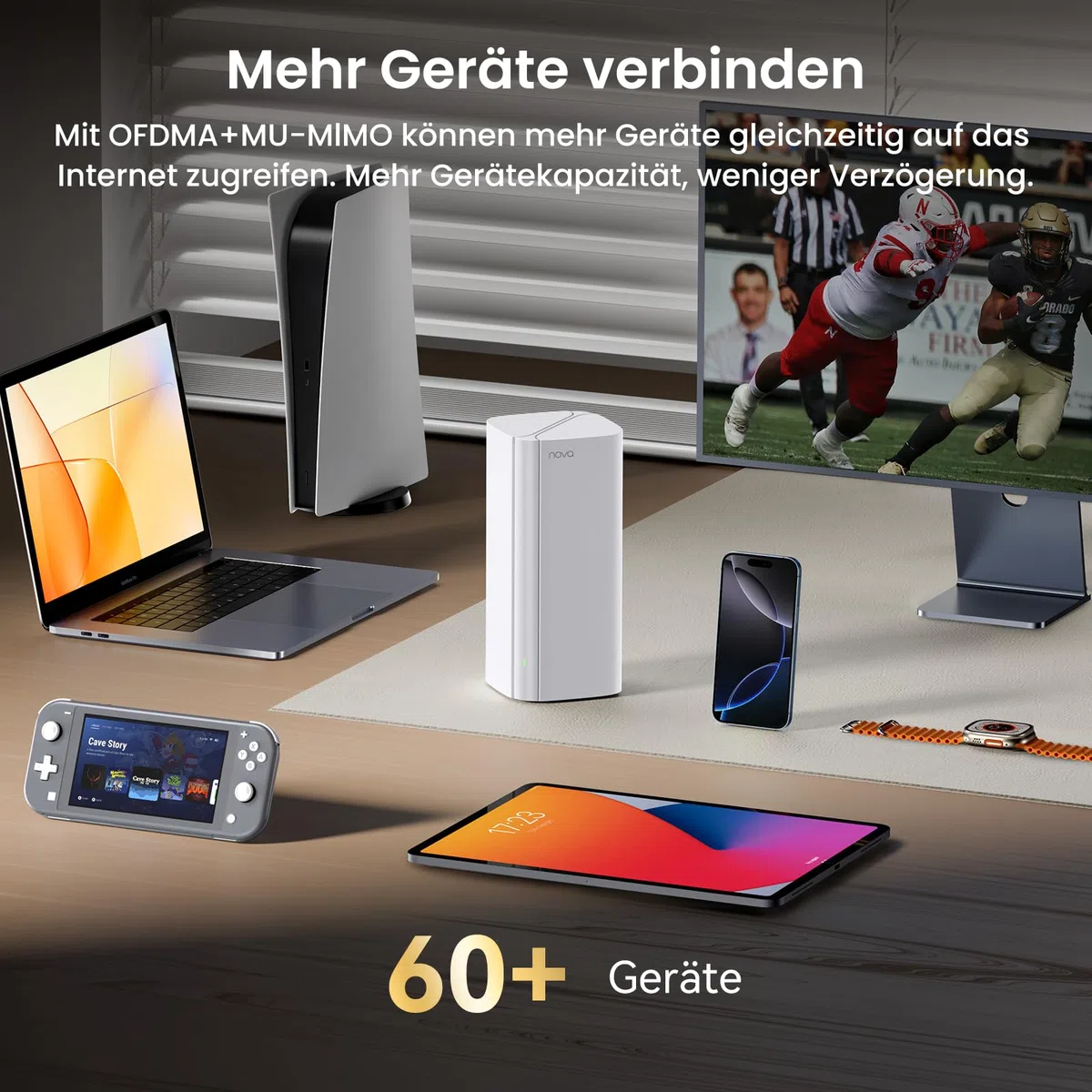 Tenda Nova MX12 Mesh WLAN System - AX3000 Wi-Fi 6 Dualband Mesh Set-empfohlen für Häuser mit 3-4 Schlafzimmer -9xGigabit Port -Ersetzt Router und Repeater -Ethernet Backhaul - APP Steuerung- 3er Pack