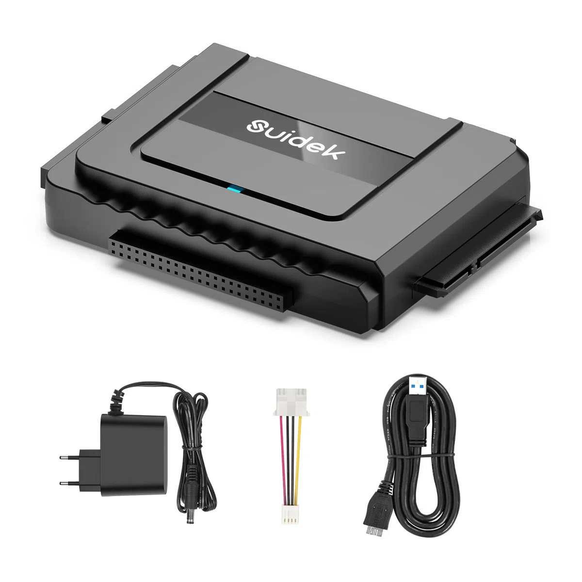 SUIDEK USB 3.0 zu SATA IDE Adapter, Externer IDE Festplatten Auslesen Adapter für universelle 2.5/35 Zoll HDD/SSD Festplatten, SATA zu USB Konverter mit 12V/2A Netzteil