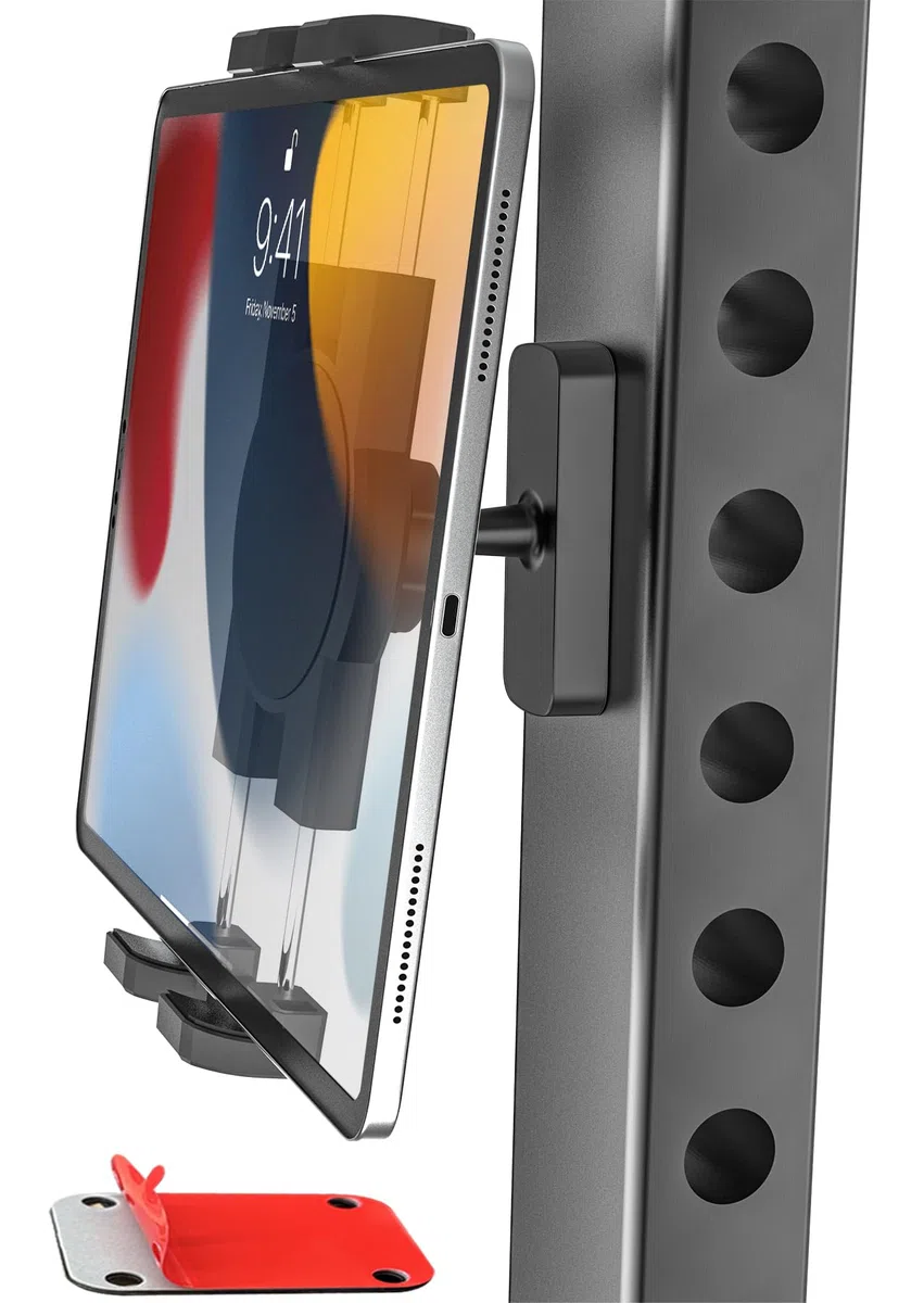 Extrem Stark Magnetische Tablet Halterung für Fitnessstudio Kühlschrank Garage Werkbank Metallregal [Tragbar & Stabil] Magnethalterung mit Metallfuß für iPad, Galaxy Tab, Z Fold, Fire, Handy