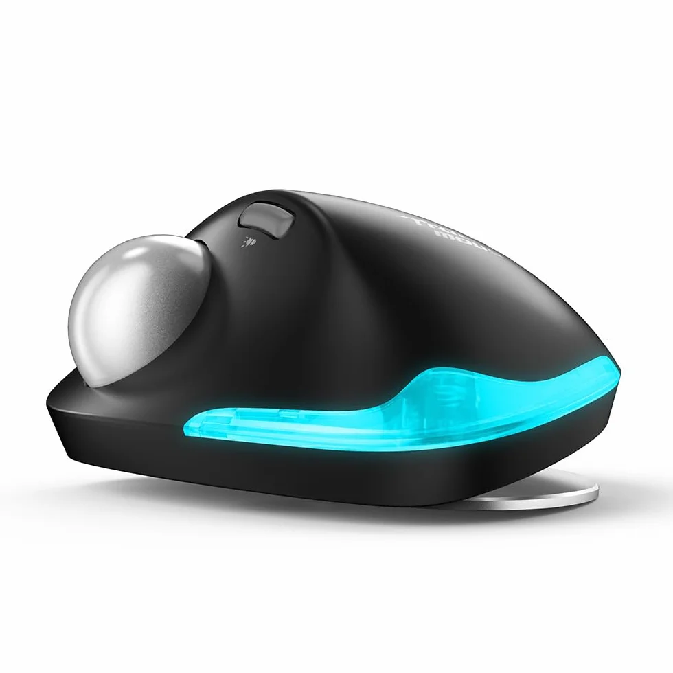 zelotes Trackball Maus Kabellos,Kabellose Bluetooth Maus,4800DPI,BT 5.0/3.0 + 2.4G,Daumenbedienung,Wiederaufladbar Ergonomische Funkmaus mit USB-Empfänger für Laptop,PC,Tablets,Schwarz
