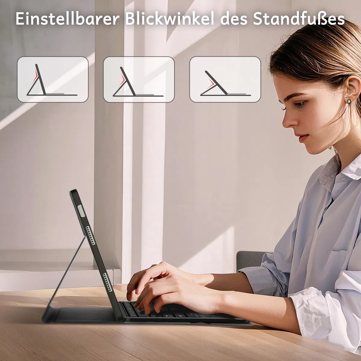CACOE Tastatur Hülle Kompatibel mit Lenovo Idea Tab Pro 12.7 2025 mit Touchpad, Abnehmbare Kabellose Tastaturhülle mit 7-Farben-Beleuchtung, Schwarz