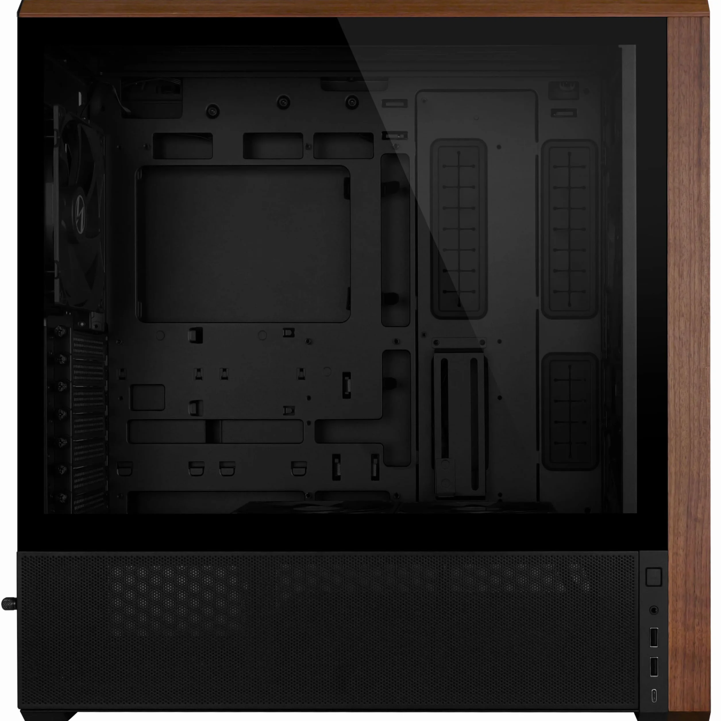 Lian Li Lancool 217 PC-Gehäuse Schwarz | ATX Midi-Tower, Tempered Glass, 5 Lüfter, Walnussholz, Mesh-Front, Back-Connect-kompatibel