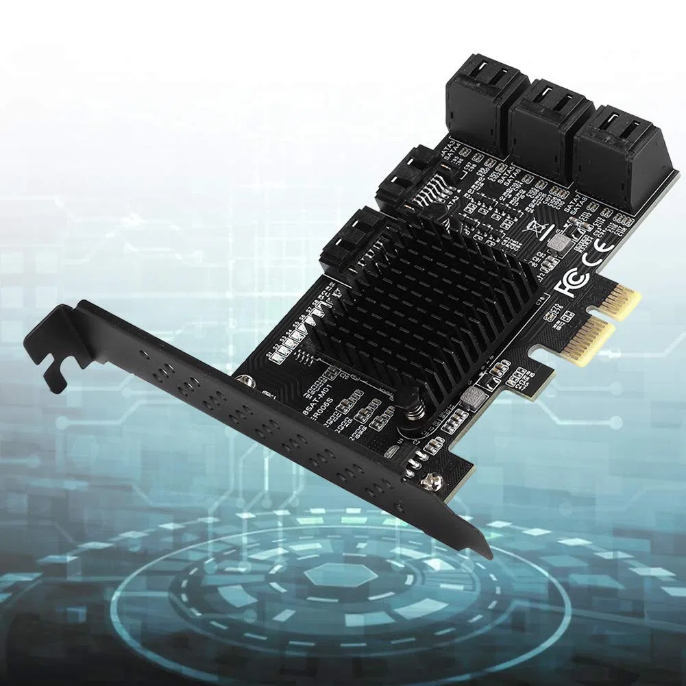 VBESTLIFE PCI-E zu SATA 3.0-Karte, PCI-E zu SATA3.0-Controller-Erweiterungskarte 8-Port-SATA3.0-Schnittstellenerweiterungskarte Kompatibel mit SATA6G-, 3G- und 1.5G-Festplatten