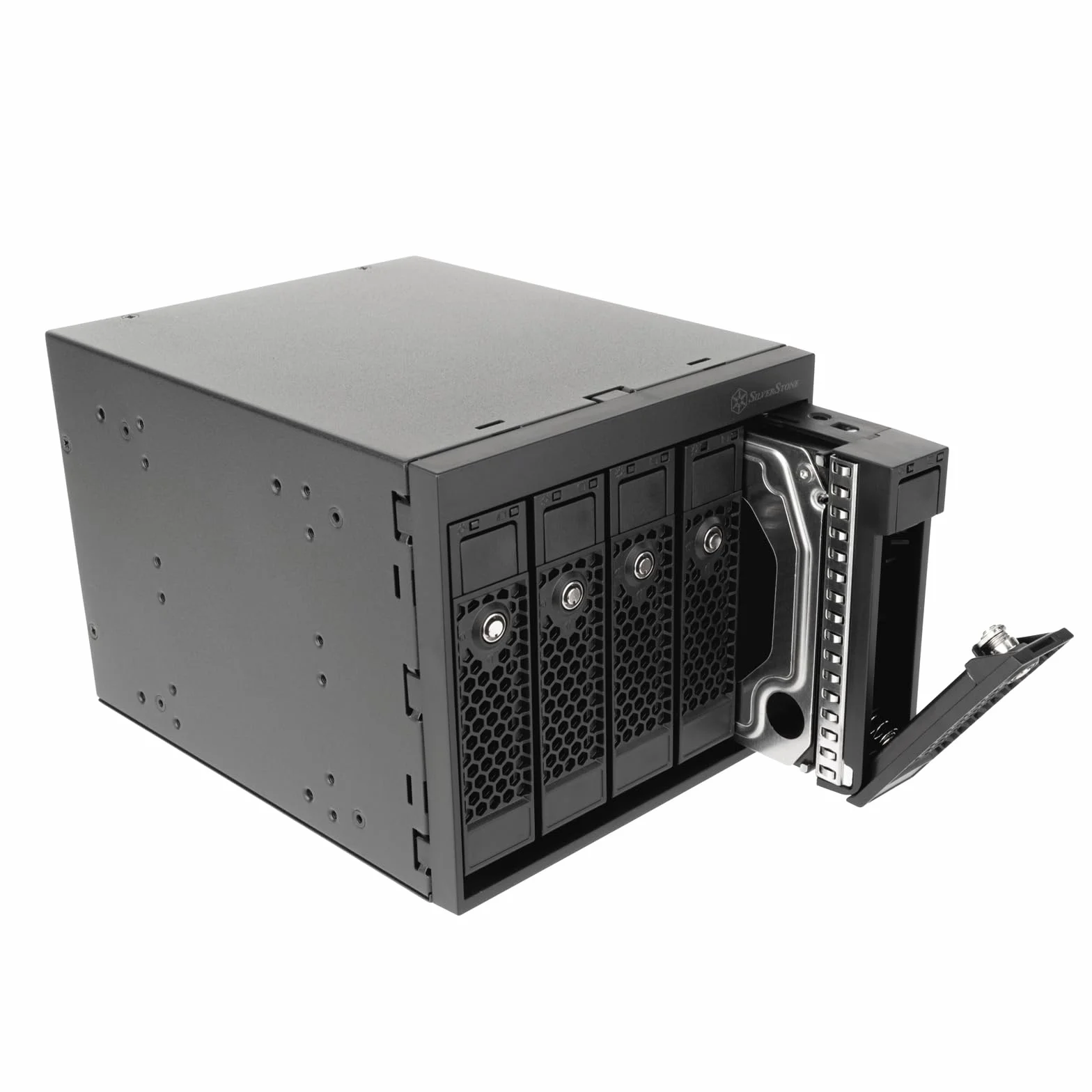 Silverstone SST-FS305B-E - DREI-5,25-Zoll-Geräte-Einschub-auf-fünf-3,5-Zoll-SAS-12G/SATA-6-Gbit/s-Hot-Swapping-Adapterkäfig, SST-FS305B-E (Schwarz+Schwarz)