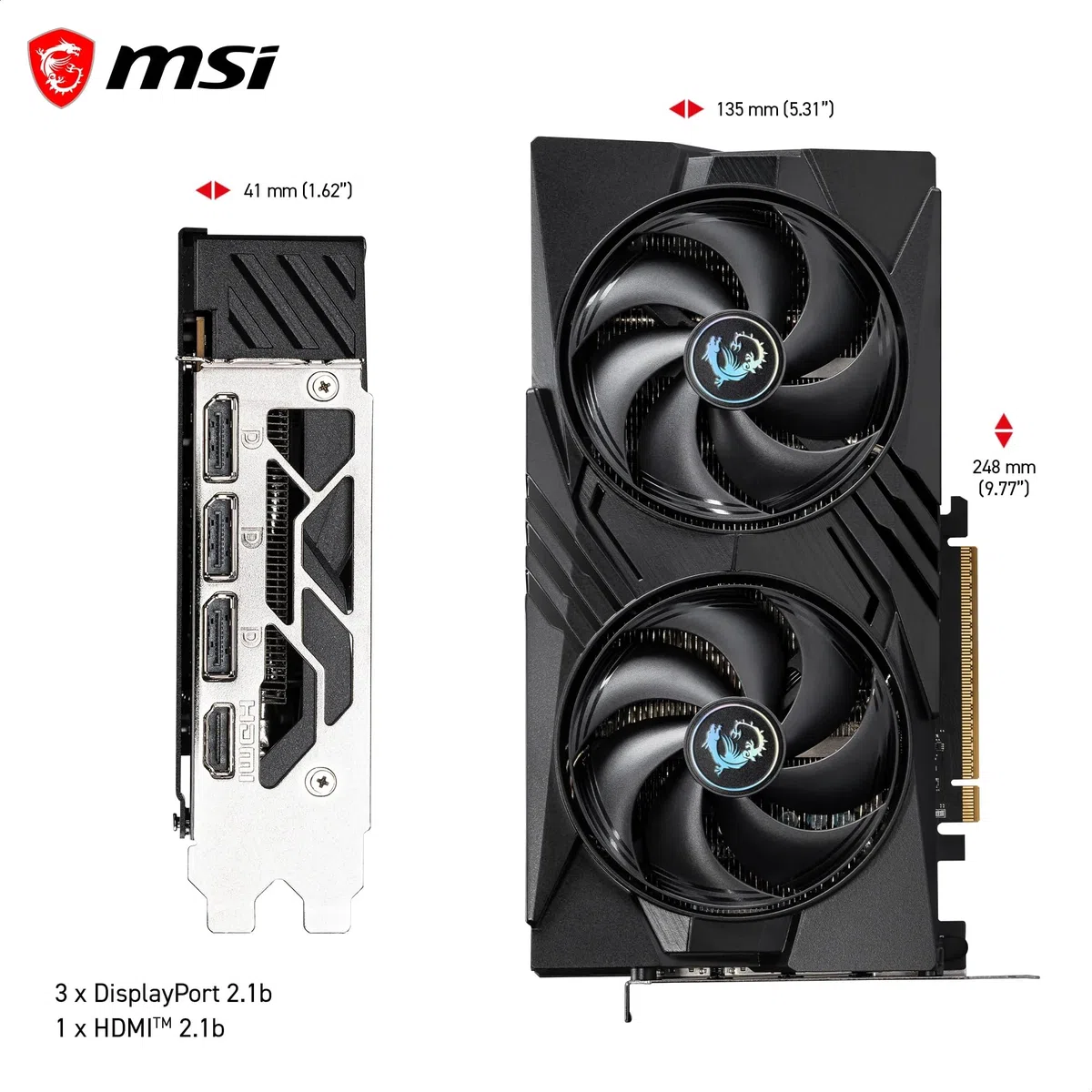 MSI GeForce RTX 5060 8G Gaming OC - 8GB GDDR7 (28Gbps/128-bit), PCIe 5, Boost: 2625 Hz, HDMI 2.1b, DisplayPort 2.1b