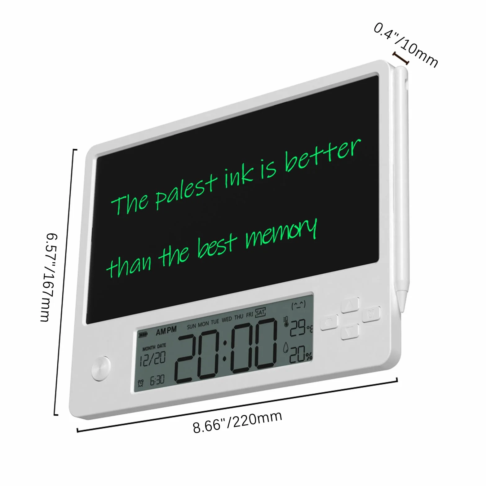 Maizoon Elektronischer Kalender mit LCD-Großschreibtablett, Digitaluhr, Datumsanzeige, Wordpad
