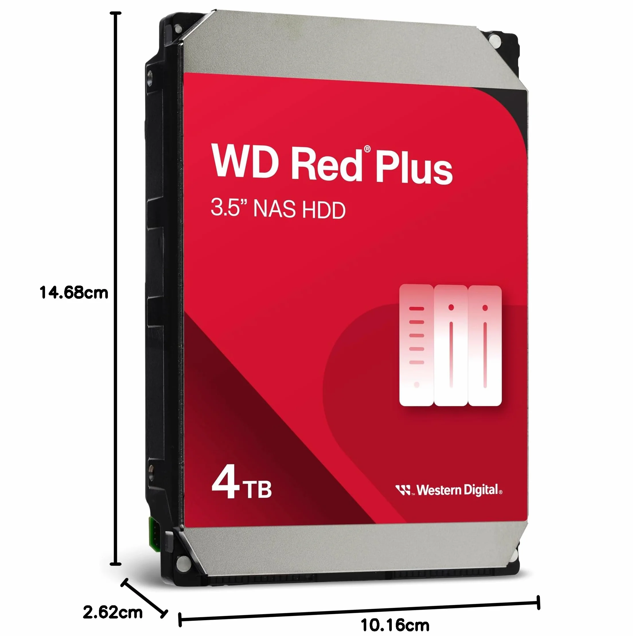 WD Red Plus 4 TB NAS Interne Festplatte 3,5 Zoll - 5400 U/Min, SATA 6 Gb/s, CMR, 256MB Cache