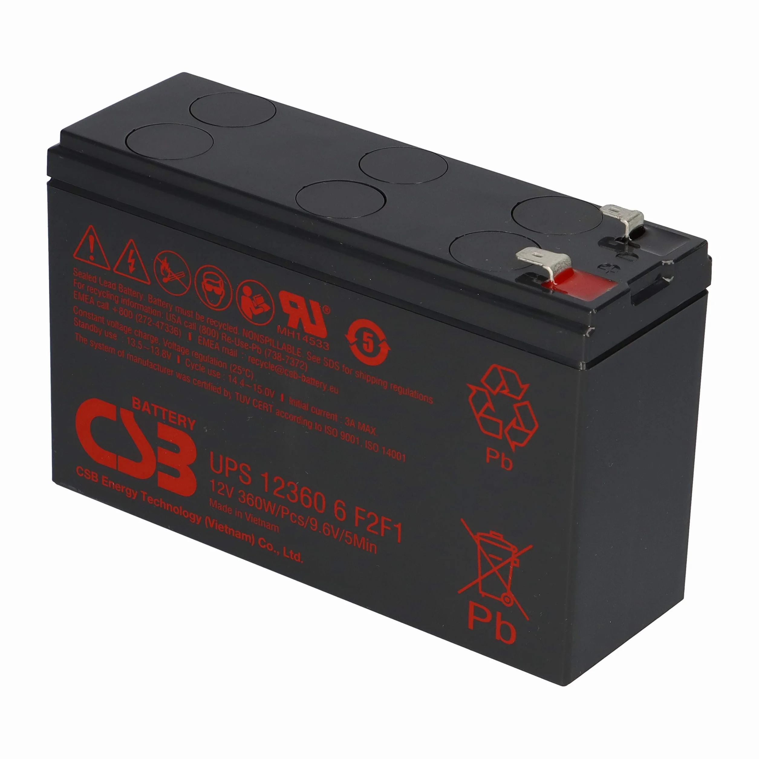 CSB AGM Bleiakku 12V 7Ah UPS123606 F2F1 extrem hochstrom Akku USV UPS UPC