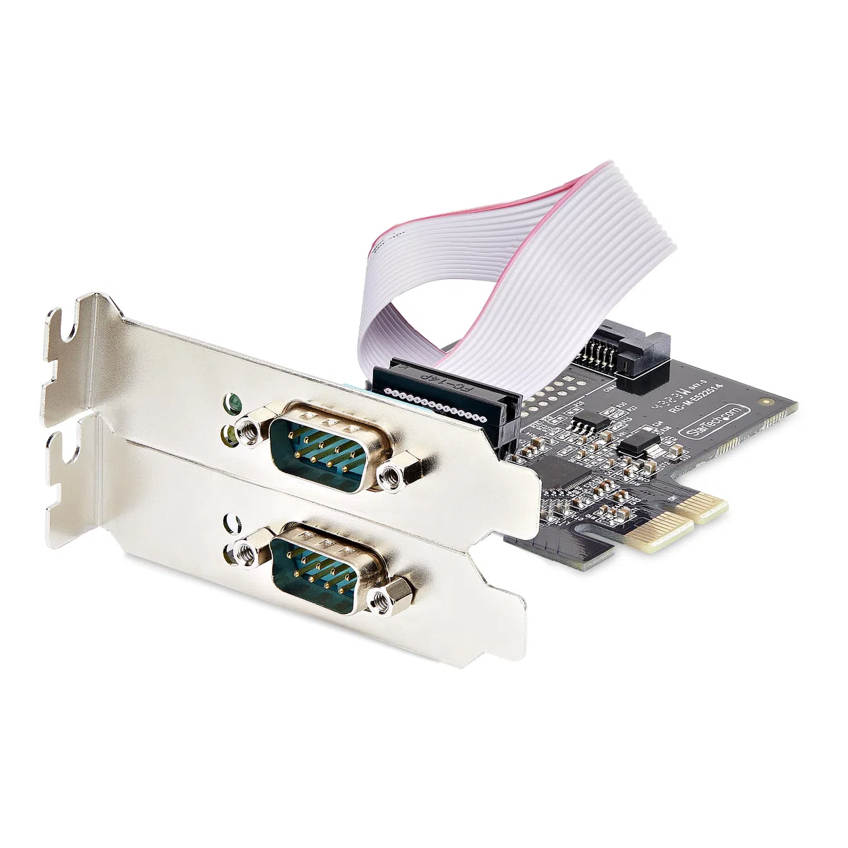StarTech.com 2-Port Serielle PCIe Karte, Quad-Port PCI Express zu RS232/RS422/RS485 DB9 Serielle Karte, Standard/Niedrigrofil Halterungen, 16C1050 UART, ESD Schutz, Windows/Linux (2S232422485-PC-CARD)