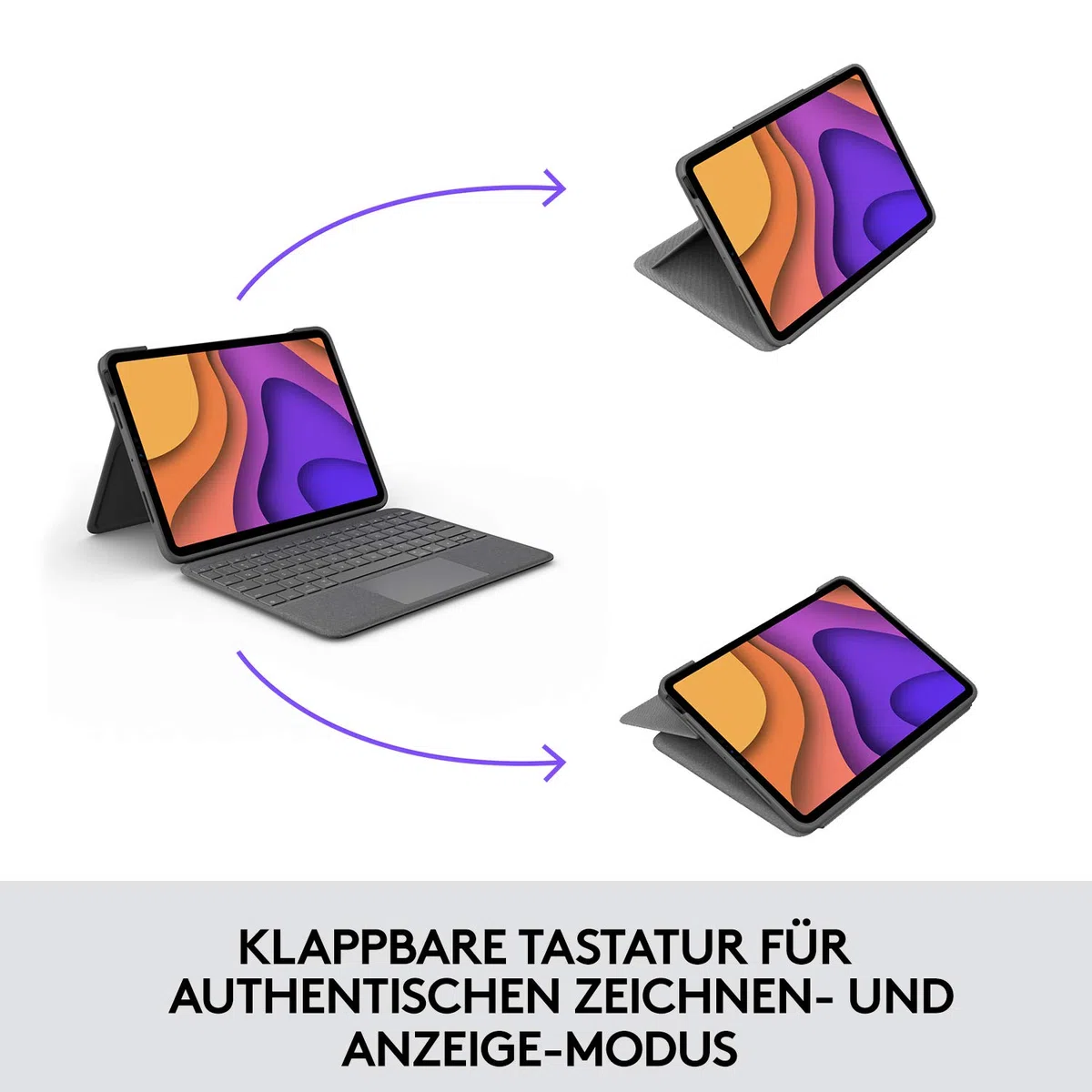 Logitech Folio Touch iPad Tastatur-Case mit Trackpad und Smart Connector für Air 11 Zoll (M2 und M3), (4. und 5. Generation), Deutsches QWERTZ-Layout - Grau