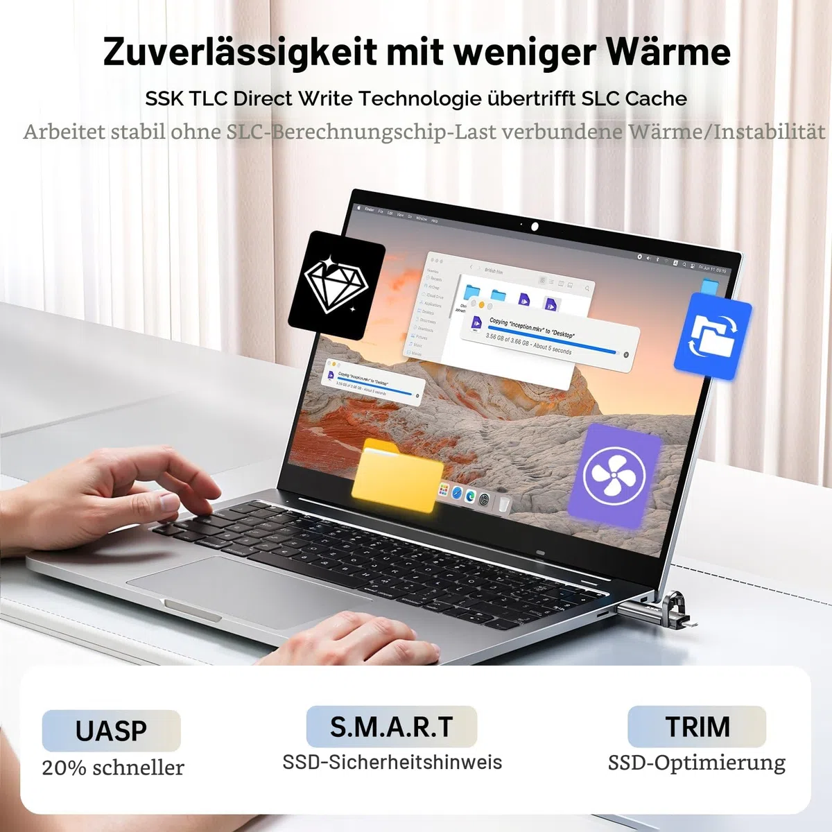 SSK 512GB USB C Stick bis zu 1000MB/S, Dual Mini USB Stick USB 3.2 Gen2 Type-A und Typ-C Externe Solid State Drives Portable SSD für iPhone 15/16/PS4/Android-Telefon/Tablet/Windows/Mac