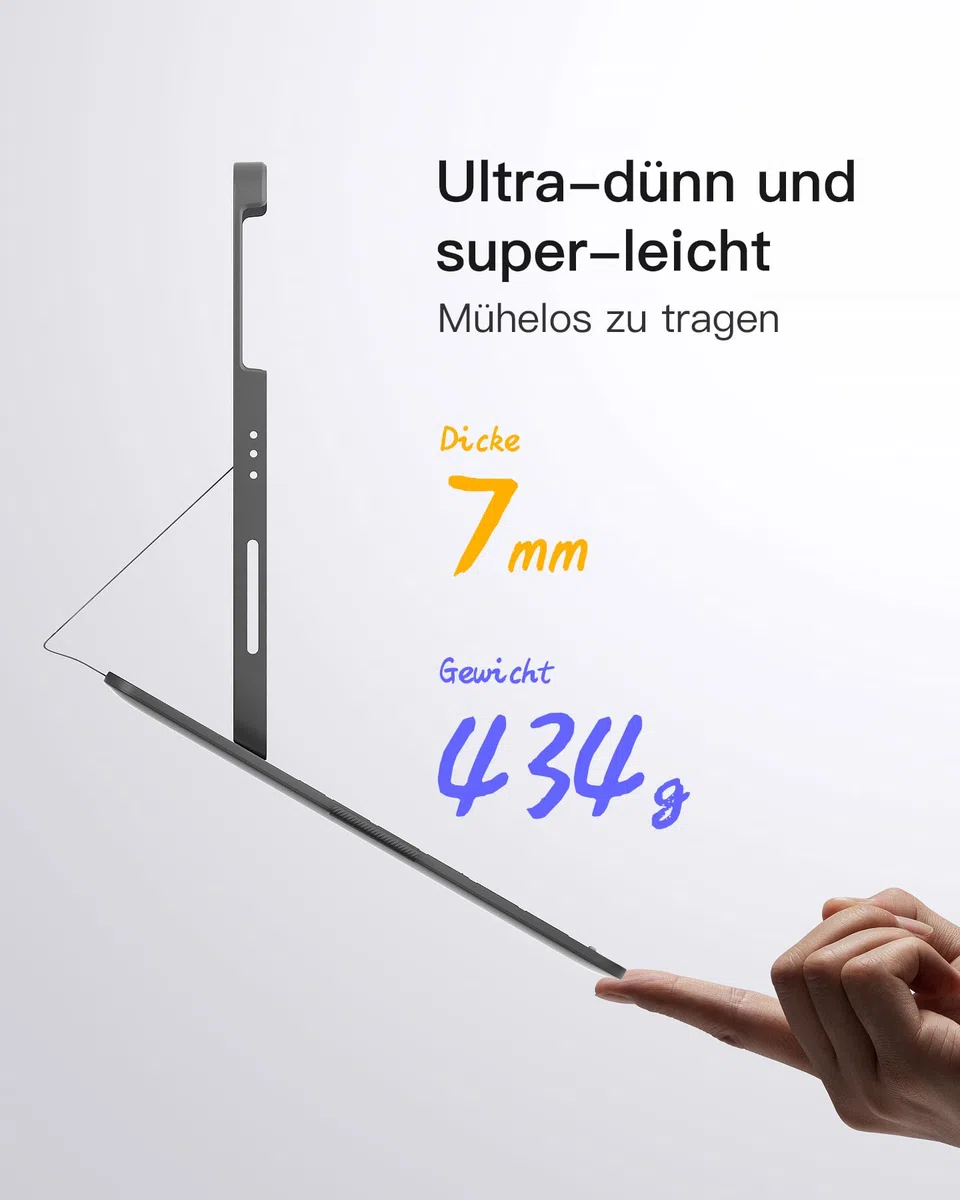 Inateck iPad 11(A16) Hülle mit Tastatur, iPad 10 Gen. Hülle mit Tastatur, für iPad Air 11" M4/ M3/M2 (2026/2025/2024),Air 5/4, Pro 11,QWERTZ,Ultraleichte Tastatur mit Stifthalter,AirTap BK2007