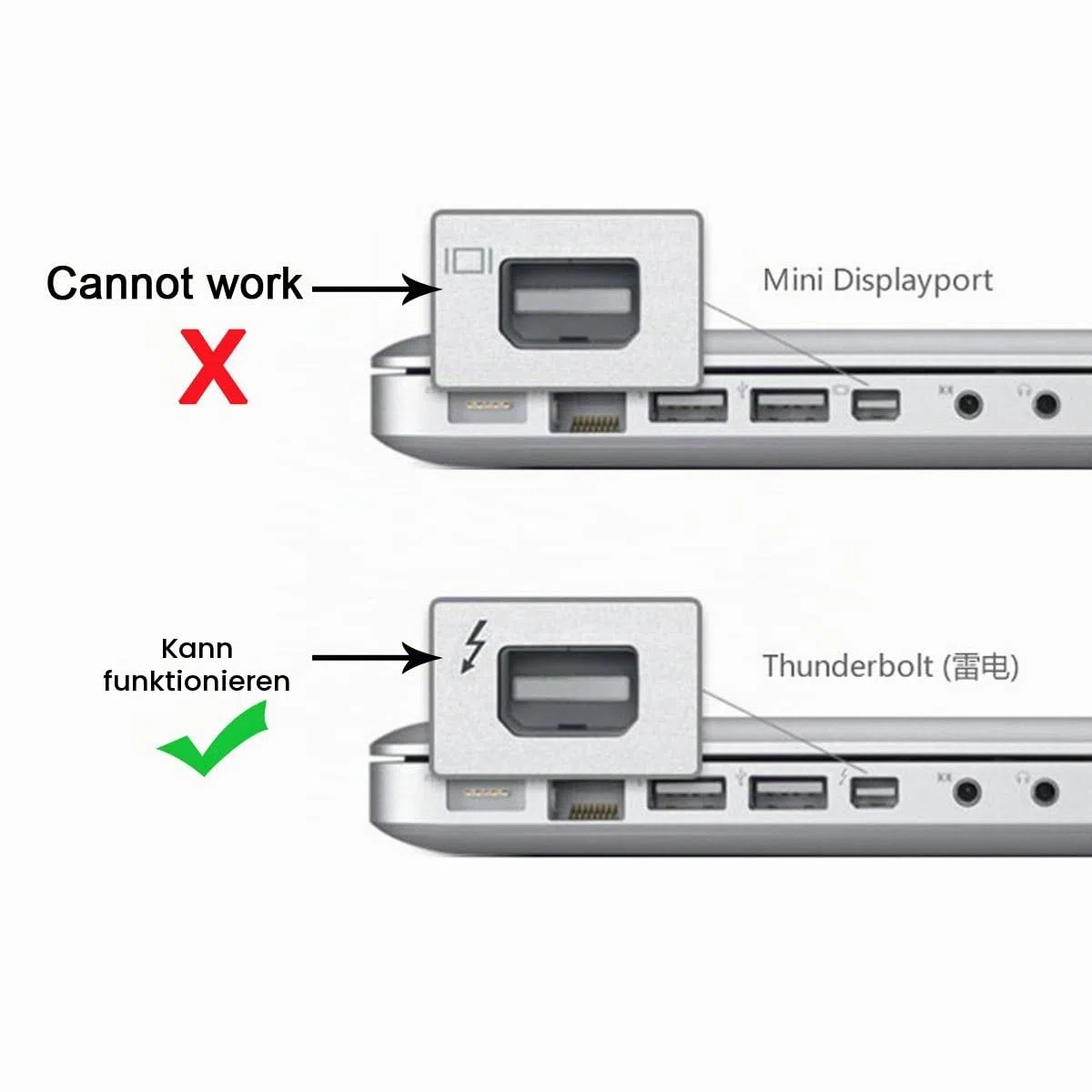 Cablecc Video-Datenkabel für MacBook 2013 / 2014 / 2015, Thunderbolt-Anschluss auf Thunderbolt-Stecker