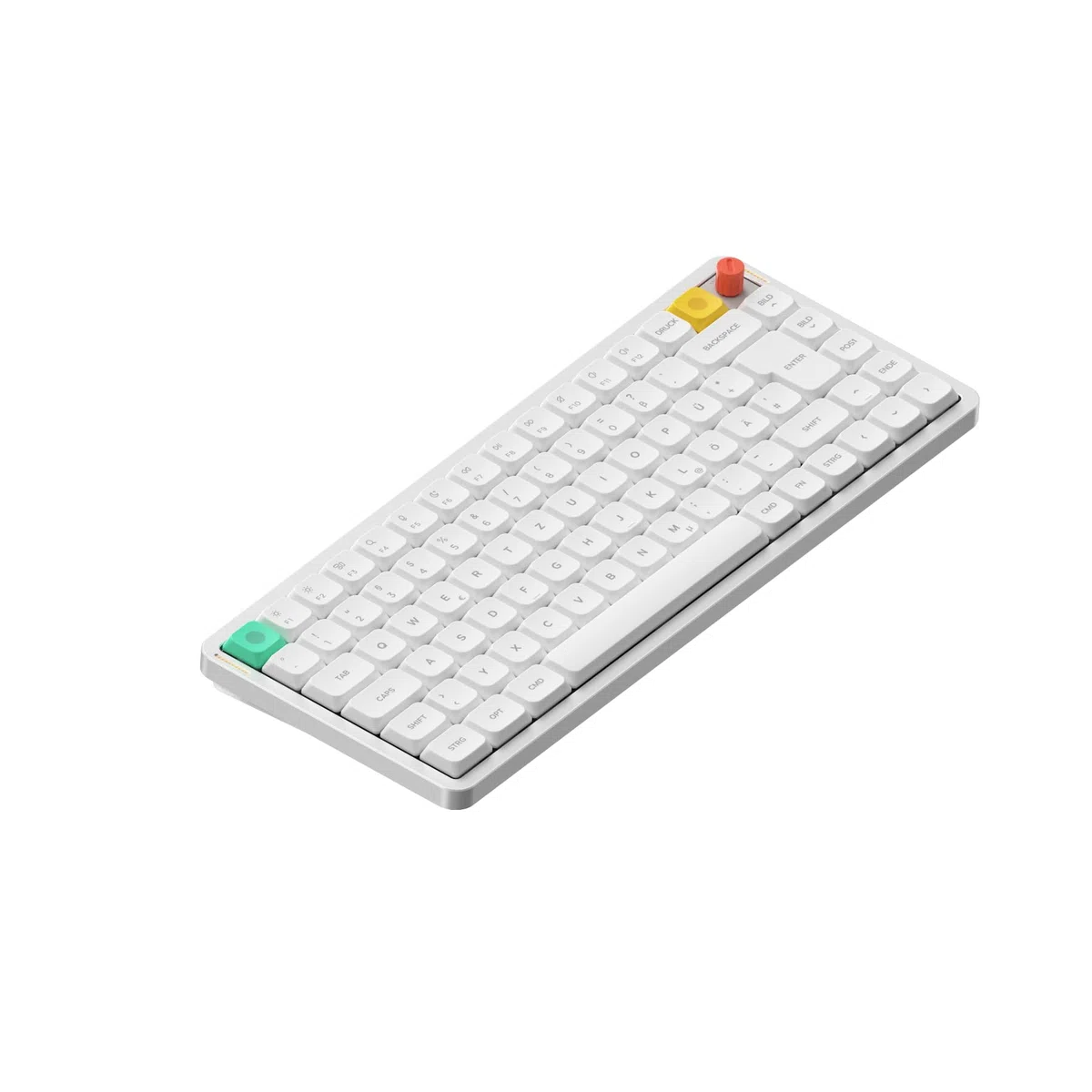 nuphy Air75 V3 kabellose mechanische Tastatur,75% Low Profile Keyboard with Knob, Hot Swap Gaming-Tastatur unterstützt Bluetooth/2,4 GHz/USB-C，Deutsches Layout QWERTZ（White/Blush Nano Switch）