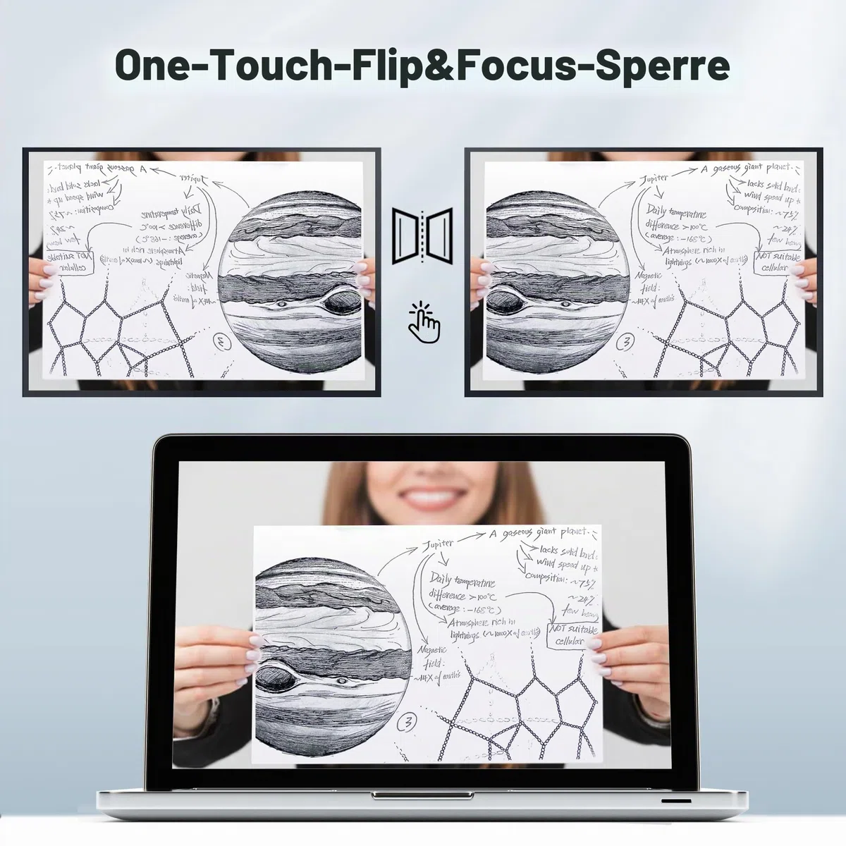 JOYUSING 13 Megapixel Dokumentenkamera und Visualizer USB, Vorlagen bis A3, LED Licht, Autofokus, Hybridunterricht mit OBS, Zoom, Skype und Teams, kompatibel mit Windows, Mac