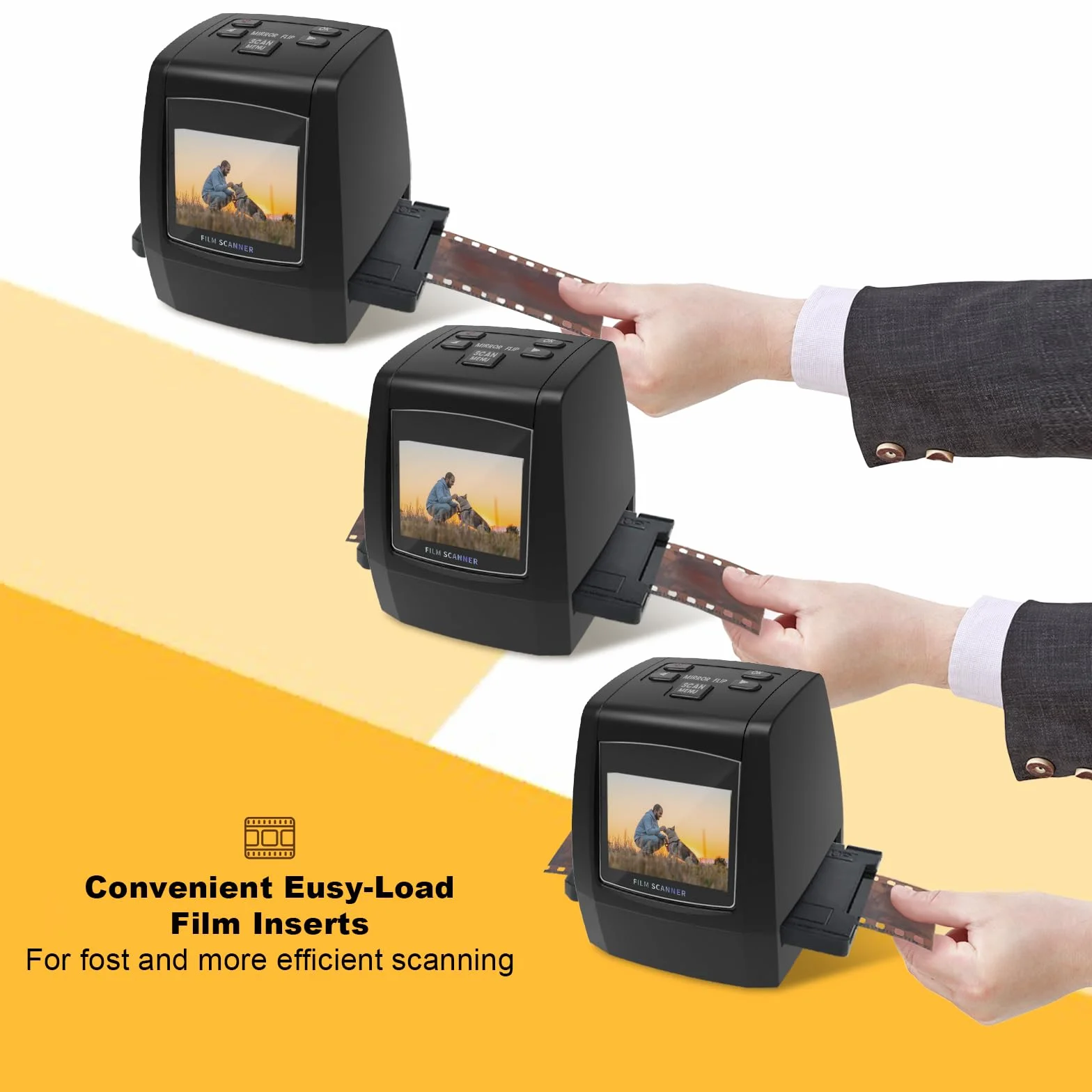 Digitaler Mini-Scanner für Filme und Dias, konvertiert Negative und Dias aus 35 mm, 126, 110, Super 8 und 8 mm Filmen in 22-Megapixel-JPEG-Bilder, 2,4-Zoll-LCD-Bildschirm