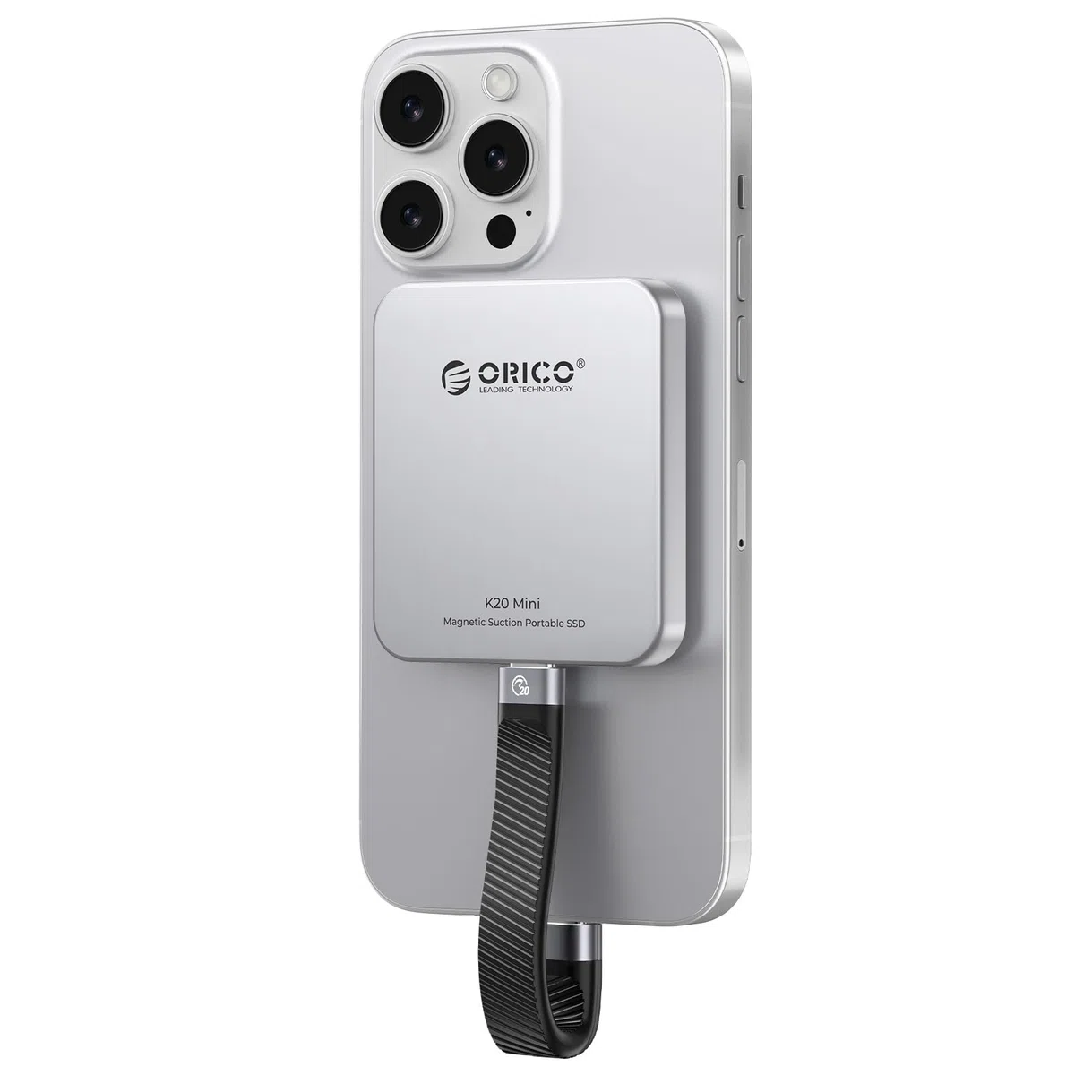 ORICO 512GB Magnetische Externe SSD, 4K ProRes HDR Aufzeichnung und Speicherung, Portable SSD bis zu 2000 MB/s, Nur Kompatibel mit iPhone 15/16 Series, Smartphone, Computer mit Typ-C Anschluss K20Mini