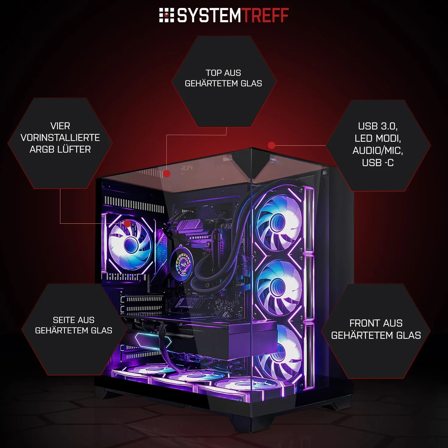 SYSTEMTREFF High-End Gaming PC AMD Ryzen 7 9800X3D 8x5.2GHz | Nvidia RTX 5080 16GB DX12 | 1TB M.2 NVMe | 32GB DDR5 RAM | Windows 11 | Desktop Computer Rechner für Gamer, Zocker & Streamer