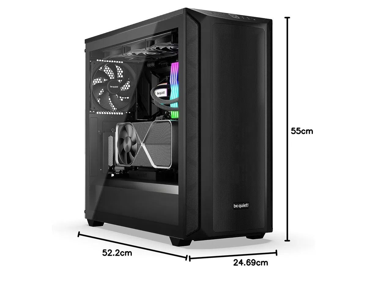 be quiet! Shadow Base 800 PC-Gehäuse, Pure Wings 3 140mm PWM-Lüfter, USB 3.2 Gen. 2 Type C, maximaler Airflow, Open-Mesh-Design, E-ATX Mainboard, 420mm Radiatoren, Seitenfenster aus Temperglas