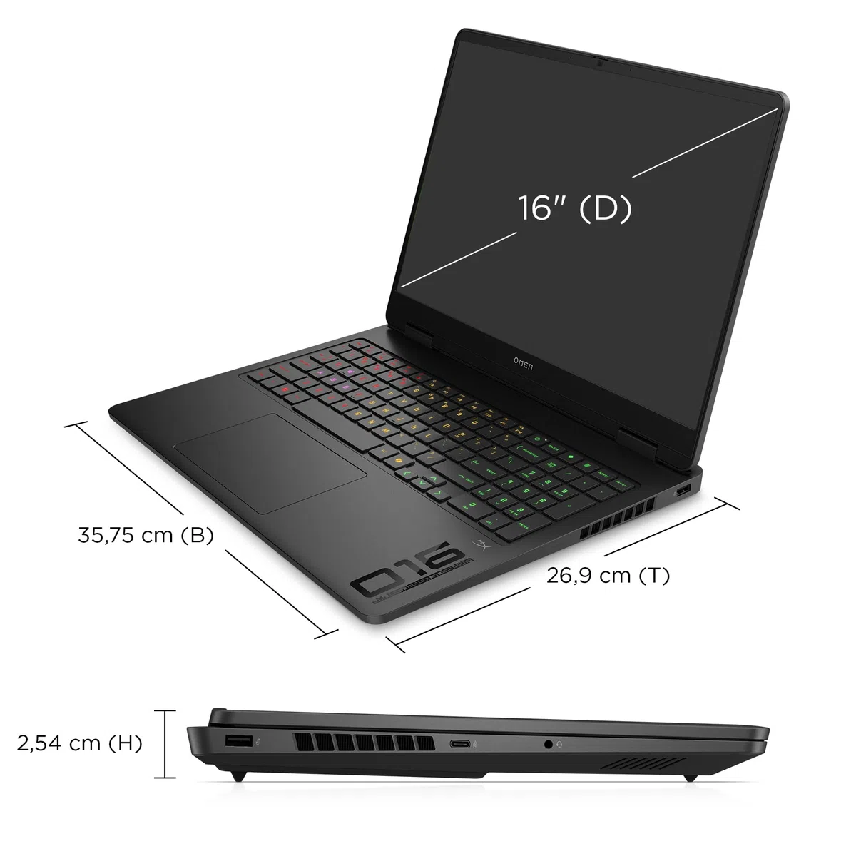 HP Omen Gaming Laptop 16" 2.5K Display Intel Core Ultra 7 32GB RAM 1TB NVIDIA GeForce RTX 5060 Win11 QWERTZ Schwarz