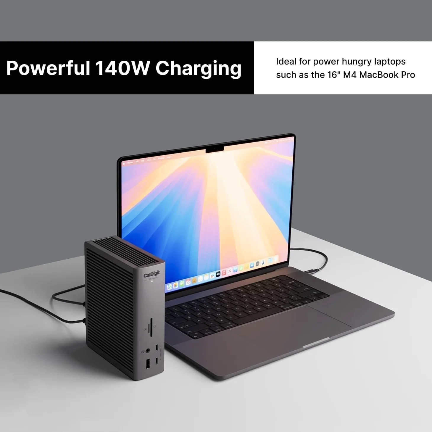 CalDigit TS5 Plus – Thunderbolt 5 Dock – 20 Anschlüsse, 10GbE, 140 W Ladeleistung, 3X Thunderbolt 5, 10x USB 10Gb/s, bis zu Zwei 8K-Displays mit 60 Hz, 1,0 m langes, geflochtenes Kabel