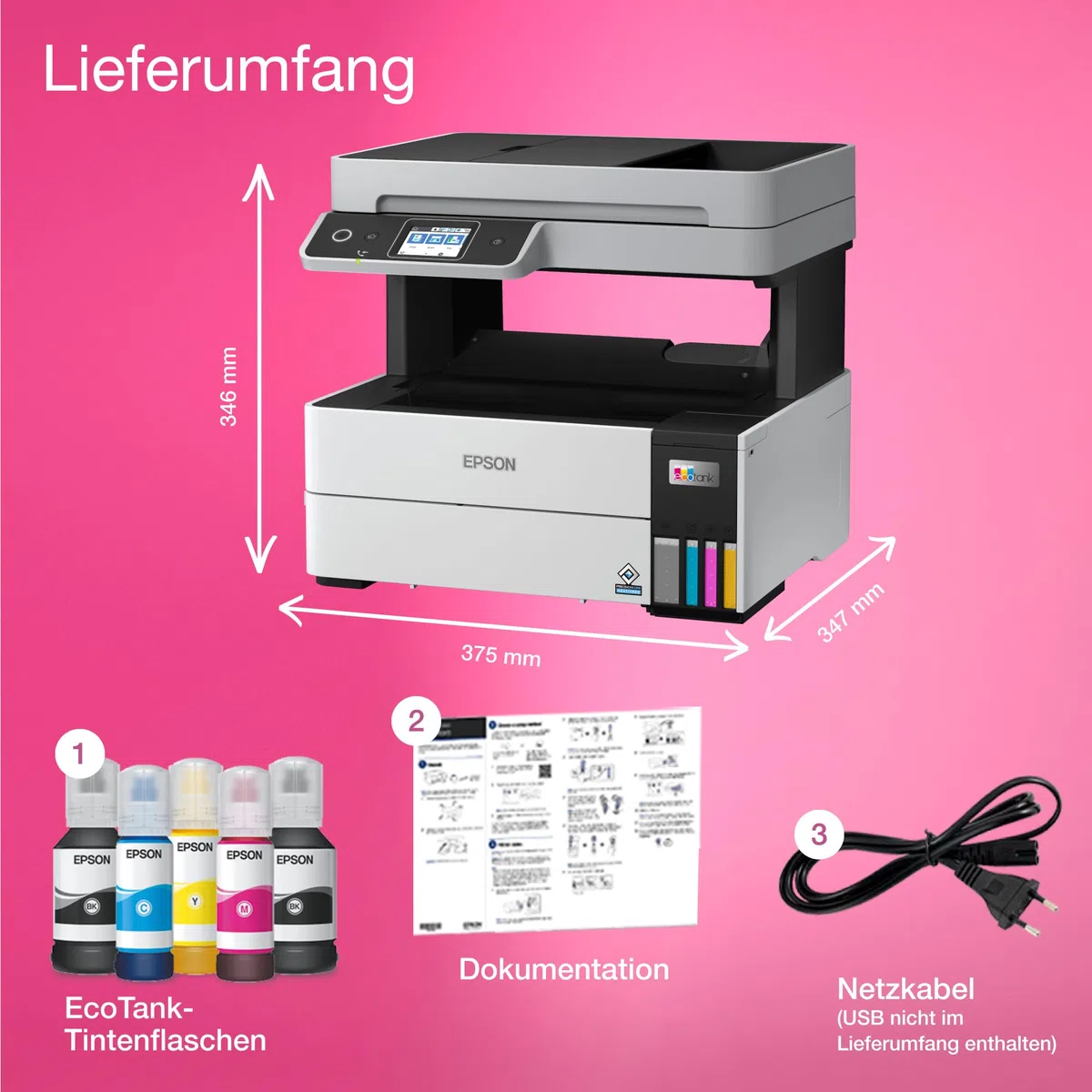 Epson EcoTank ET-5170 Tintentankdrucker | für kleine Büros & Unternehmen | WLAN & Ethernet | A4 | Drucken, Kopieren, Scannen, Faxen | Duplexdruck | 6.1 cm Touchscreen | ADF