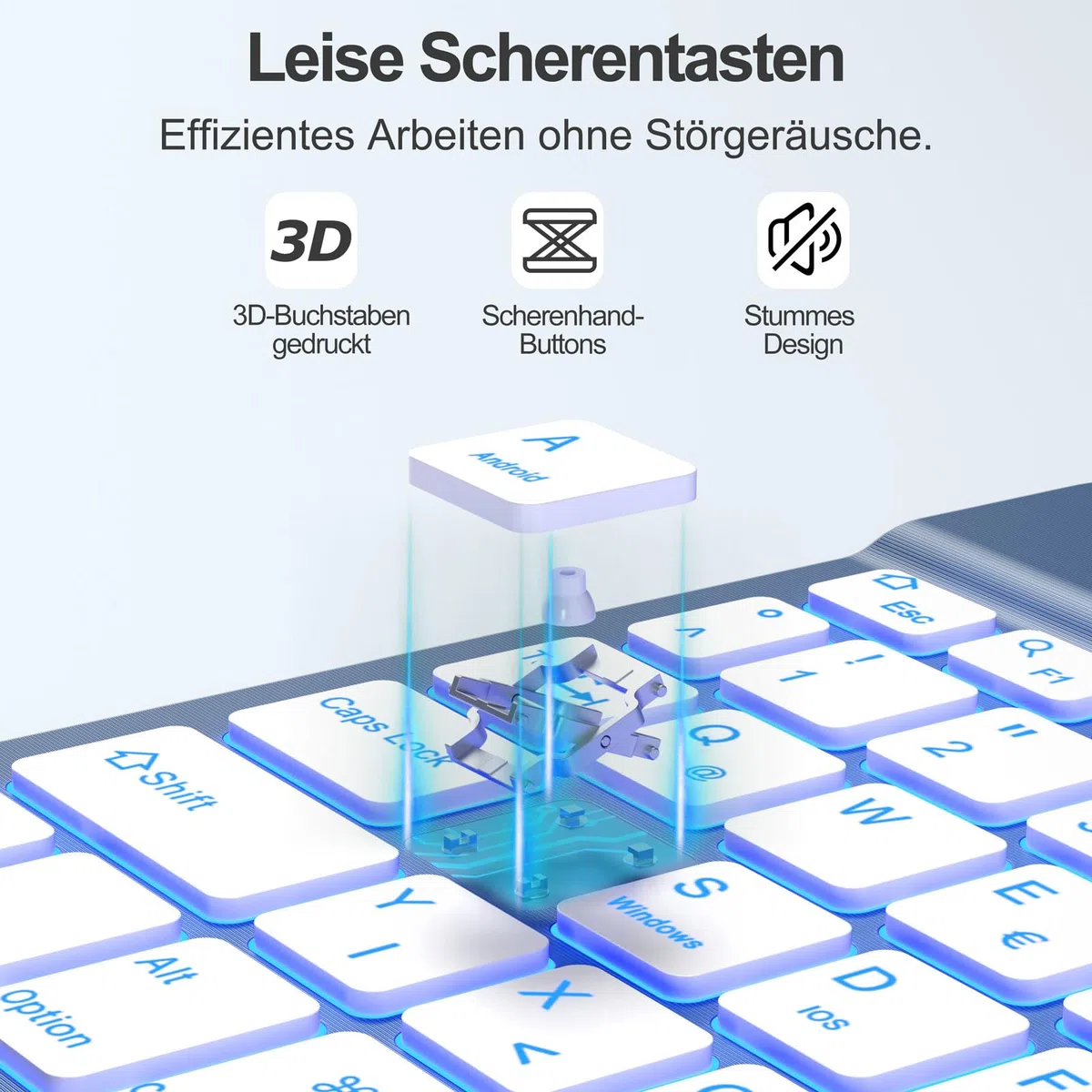 drivego Tastatur Hülle mit Maus for iPad A16 11/10 Generation (11/10.9 Zoll 2025/2022), Bluetooth Magnetisch Beleuchtete Keyboard, Hülle mit Panzerglas Schutzfolie for iPad 11. 10. Gen, Blau Grau