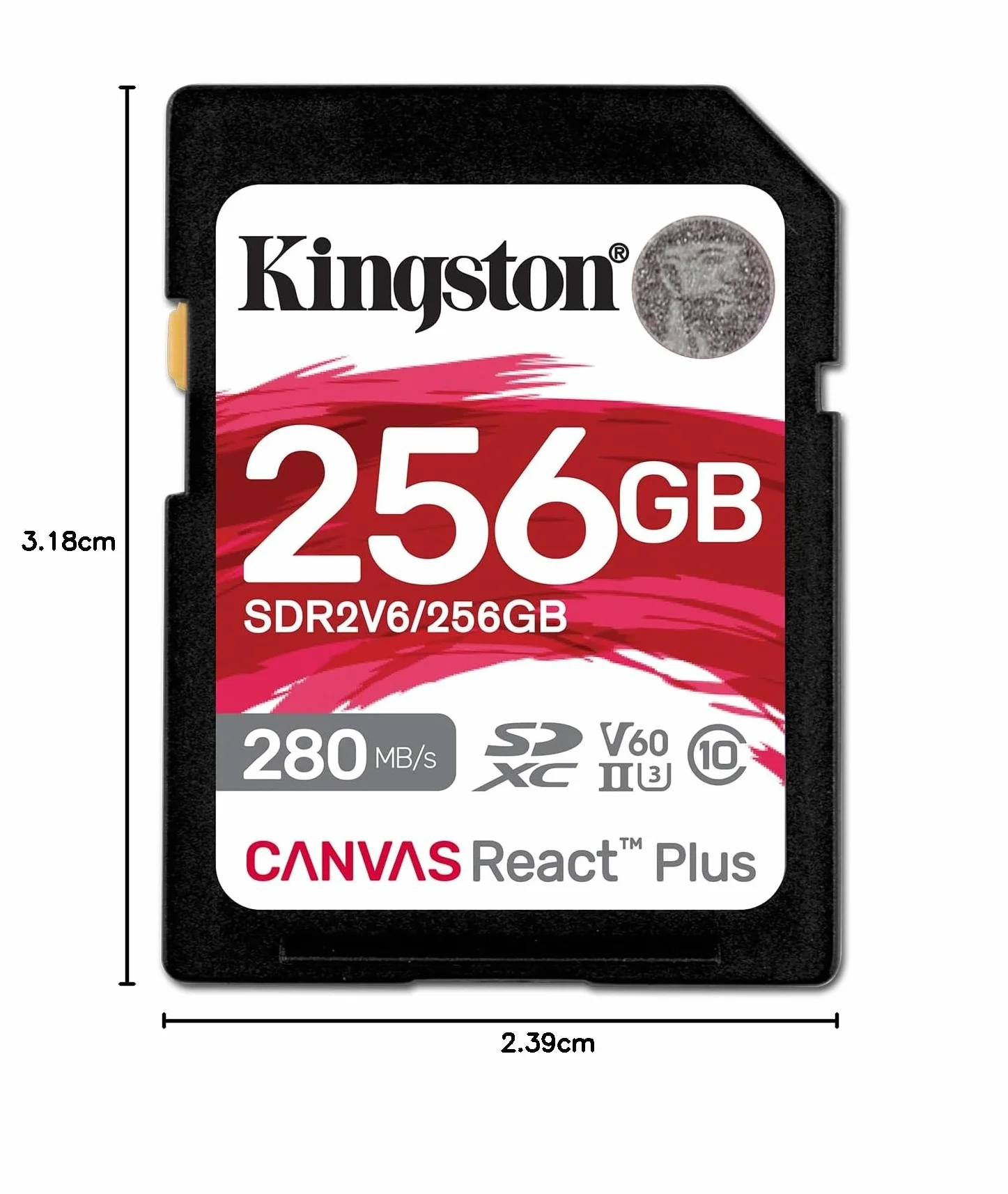 Kingston Canvas React Plus V60 SD 256GB SDXC UHS-II 280R/150W U3 V60 for Full HD/4K