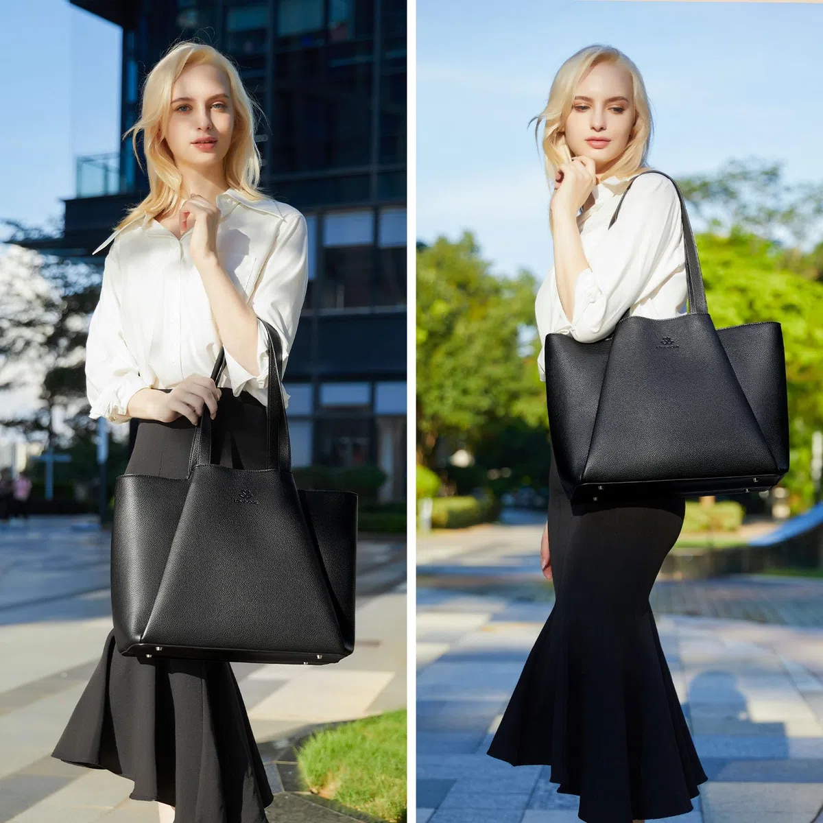 LOVEVOOK Handtasche Damen 15,6 Zoll Laptoptasche, Shopper Tasche Leder Tote Bag Women Aktentasche Lehrertasche mit Laptopfach, Wasserdicht Schultertaschen Umhängetasche für Business Lehrertasche Büro