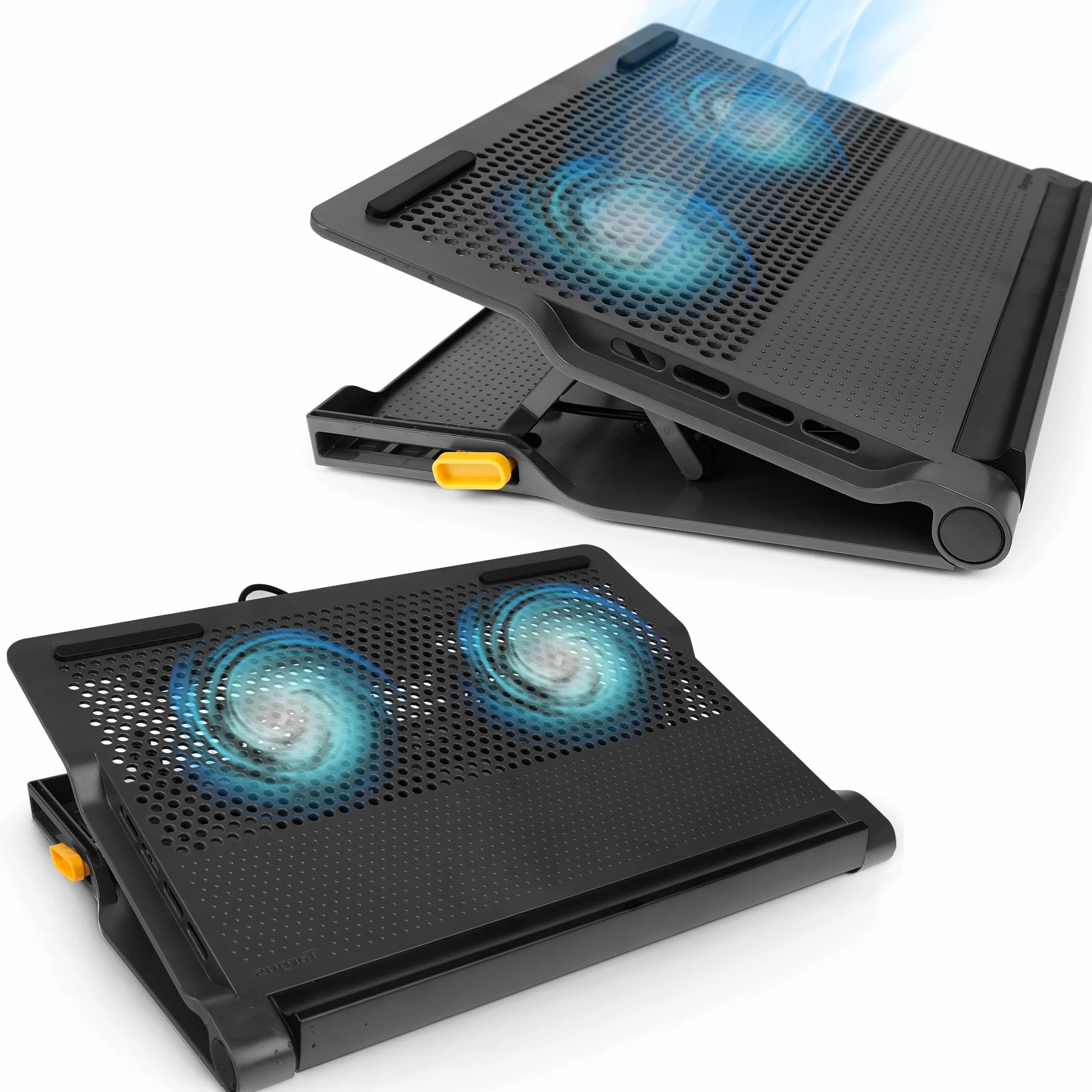 Targus 4333556 Laptop Kühler, Cooling Pad inkl. USB Hub mit 4 USB,2 Ports, 4-fach 4-fach höhenverstellbarer Laptopständer mit Lüfter für bis zu 17" Notebooks – AWE81EU