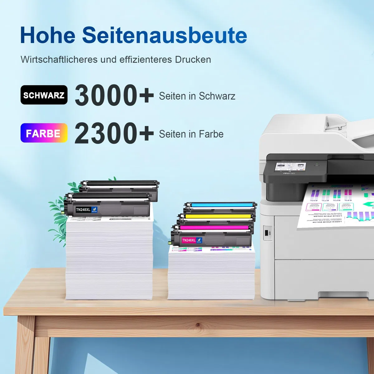 Denvoer TN248XL TN248 Kompatibel für Brother MFC-L3760CDW Toner Brother MFC-L3740CDW Toner Brother DCP-L3560CDW DCP-L3520CDWE HL-L3240CDW HL-L3220CWE (5er-Pack)