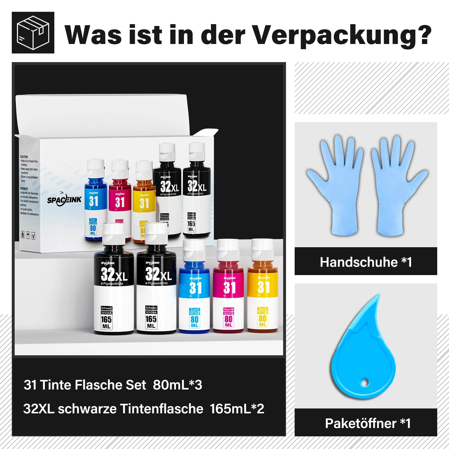 Druckertinte 31 32XL Kompatibel für HP Smart Tank Plus 555 Drucker, Tinte 31 32 XL für Smart Tank 5105 5106 5107 5108 7005 7006 7605 7305 7306 455 515 519 530 558 559 570 655 670 750 790 Drucker