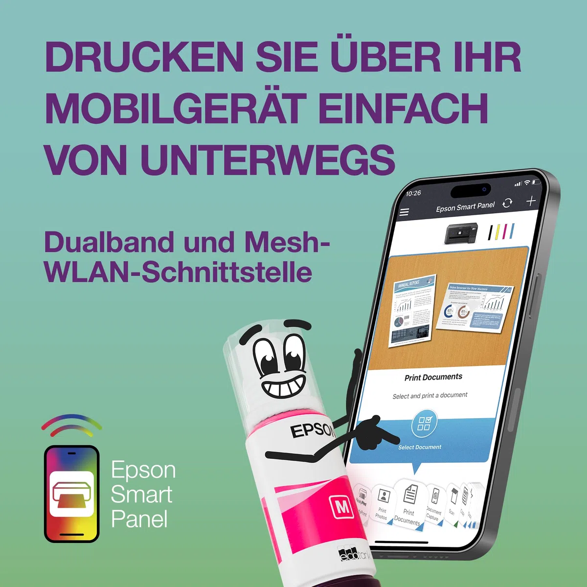 Epson EcoTank ET-2950 Tintentankdrucker | für vielbeschäftigte Haushalte | WLAN | A4 | Drucken, Kopieren, Scannen | 3.7 cm LCD-Display | Duplexdruck | inkl. Tinte für bis zu 3 Jahre