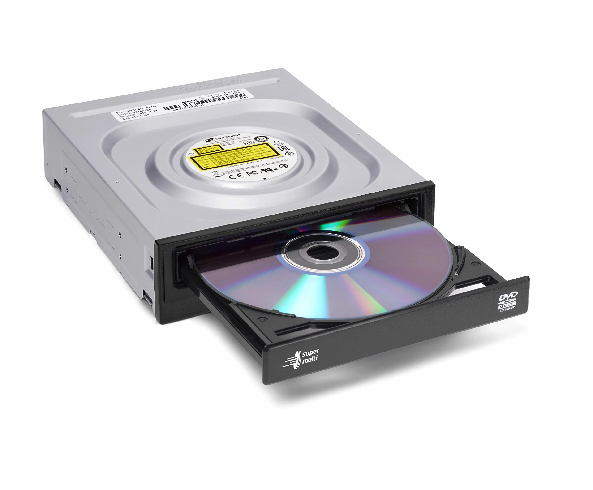 Hitachi-LG GH24 Internal DVD Drive, DVD-RW CD-RW ROM Rewriter for Laptop/Desktop PC, Windows 10 Compatible, M-Disc Support, 24x Write Speed (Software Included) - Black