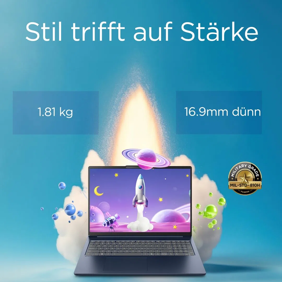 Lenovo IdeaPad Slim 5i Laptop | Copilot+ PC | 16" WUXGA Display | Intel Core Ultra 9 185H | 1TB SSD | 32GB RAM | Intel Arc Grafik | Windows 11 | QWERTZ | Cosmic Blau | 3 Monate Premium Care