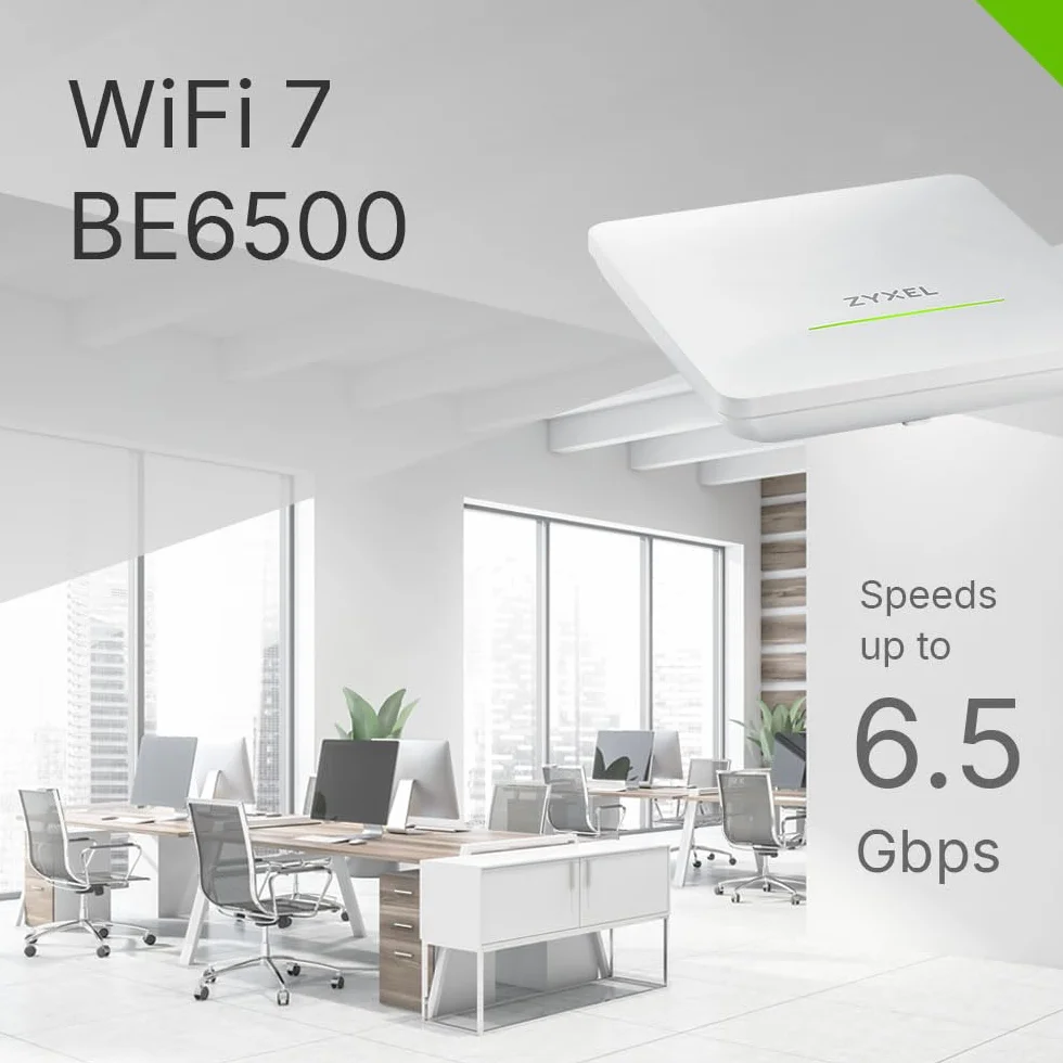 Zyxel WiFi 7 BE6500 Access Point | 4-Stream-Dual-Radio | für Kleine Unternehmen | Smart Mesh MLO | 2.5GbE | Netzteil im Lieferumfang Enthalten | Nebula App/Cloud oder Standalone [NWA50BE PRO]