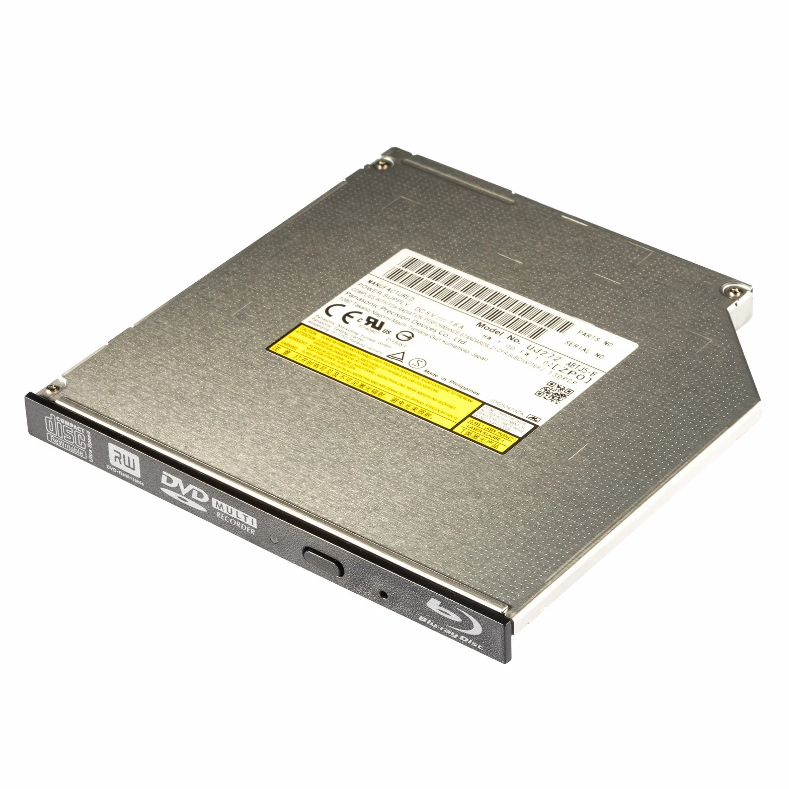 Panasonic interner Sata Blu-ray Brenner BD-MLT UJ272 (9,5 mm hoch) (mit Blende schwarz), Ultra Slim, für CD, DVD und Blueray