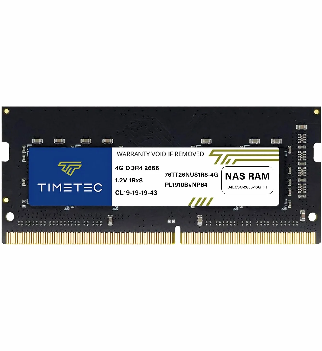 Timetec DDR4-2666 4 GB Ersatz für Synology D4NESO-2666-4G Non-ECC Unbuffered SODIMM (kompatibel für RS820RP+, RS820+, DS920+, DS720+, DS420+, DS220+, DS2419+, DS2419+II, DS1819+, DVA3219, DS1618+)