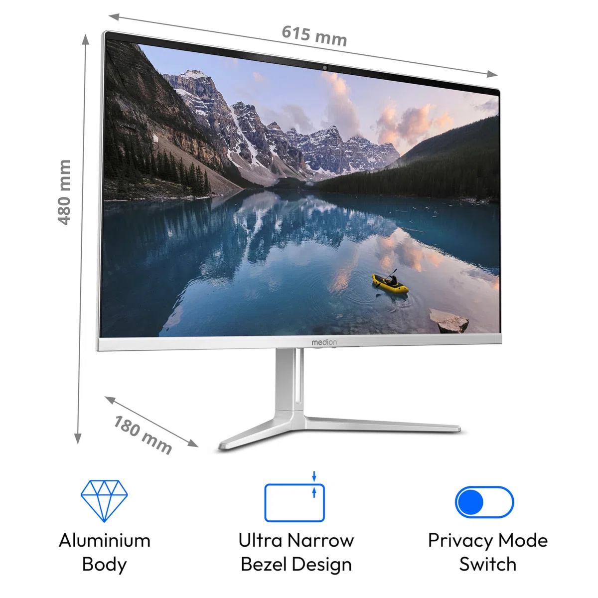 MEDION Signium 27 S1 68,6 cm (27 Zoll) Full HD All in One Desktop PC (Intel Core 5 210H, 16GB DDR4 RAM, 1 TB PCIe SSD, WLAN, HDMI in & Out, kabellose Maus & Tastatur, Windows 11 Home)